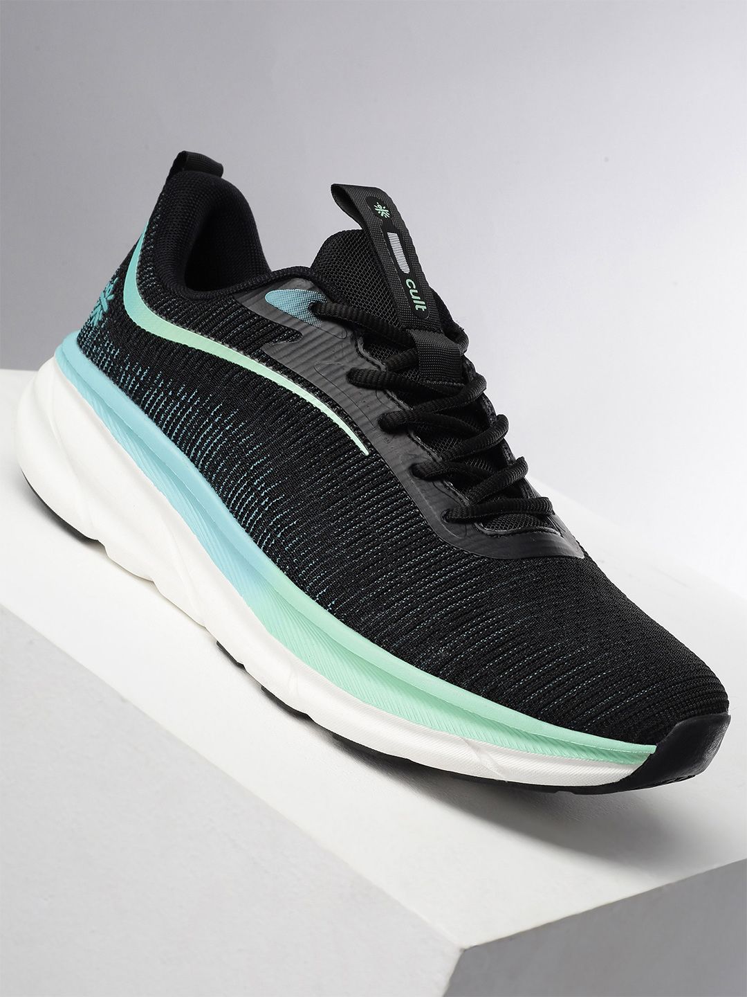 CULT Men Black Sea Green Flytor Running Shoes