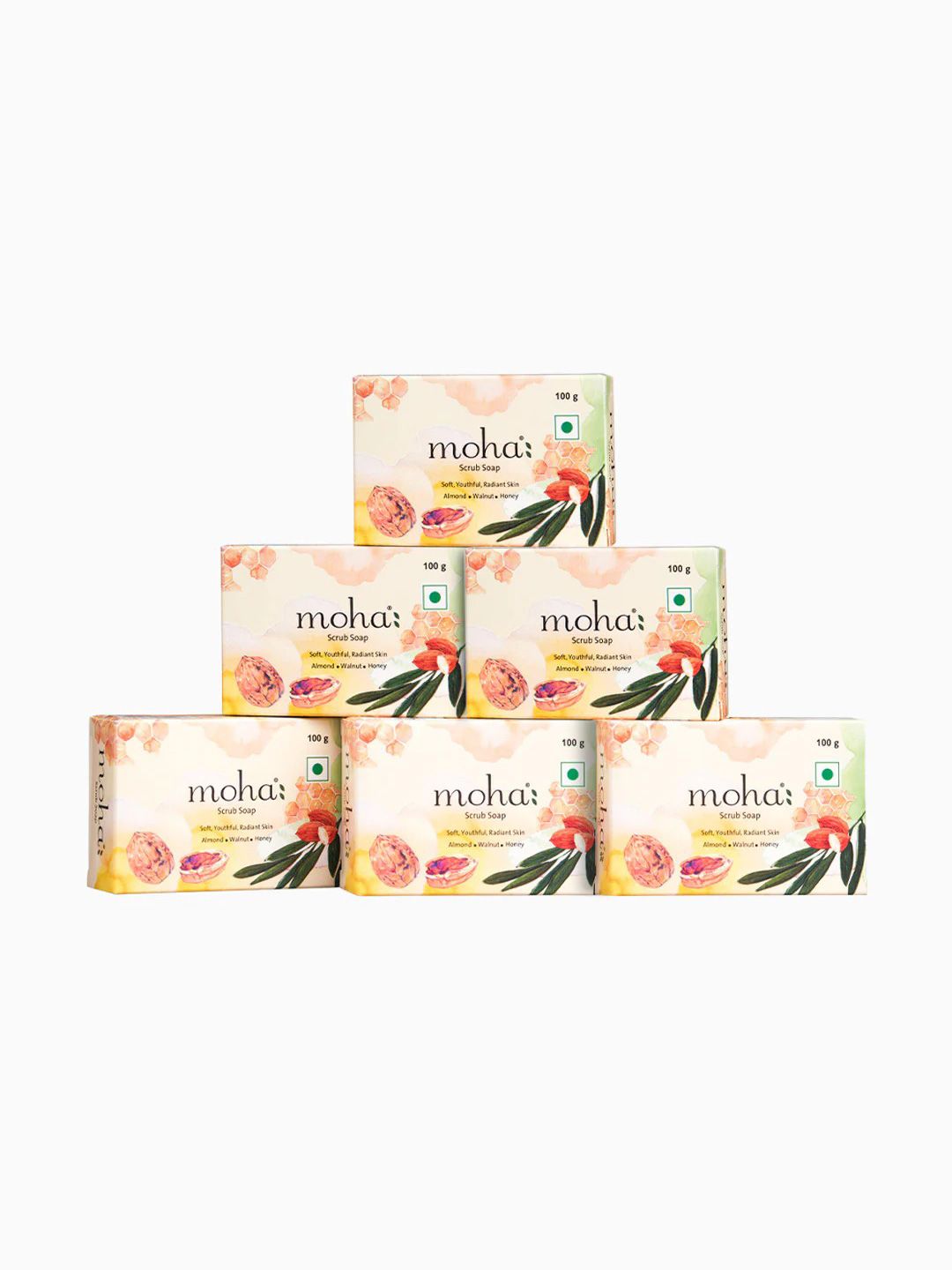 moha Set Of 6 Exfoliate Scrub Soap - 100g Each