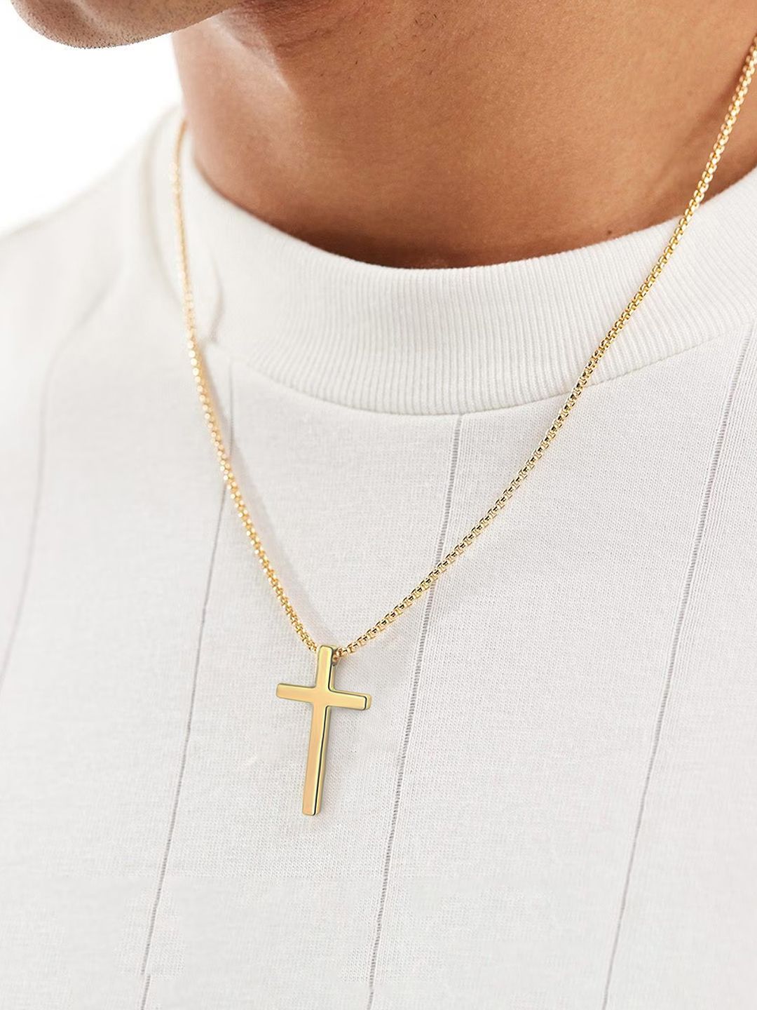 Peora Gold-Plated Cross Pendant With Chain