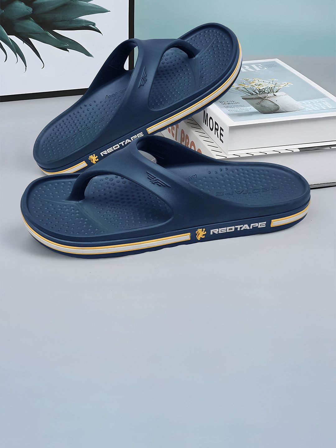 Red Tape Men Cushioned Footbed Thong Flip-Flops