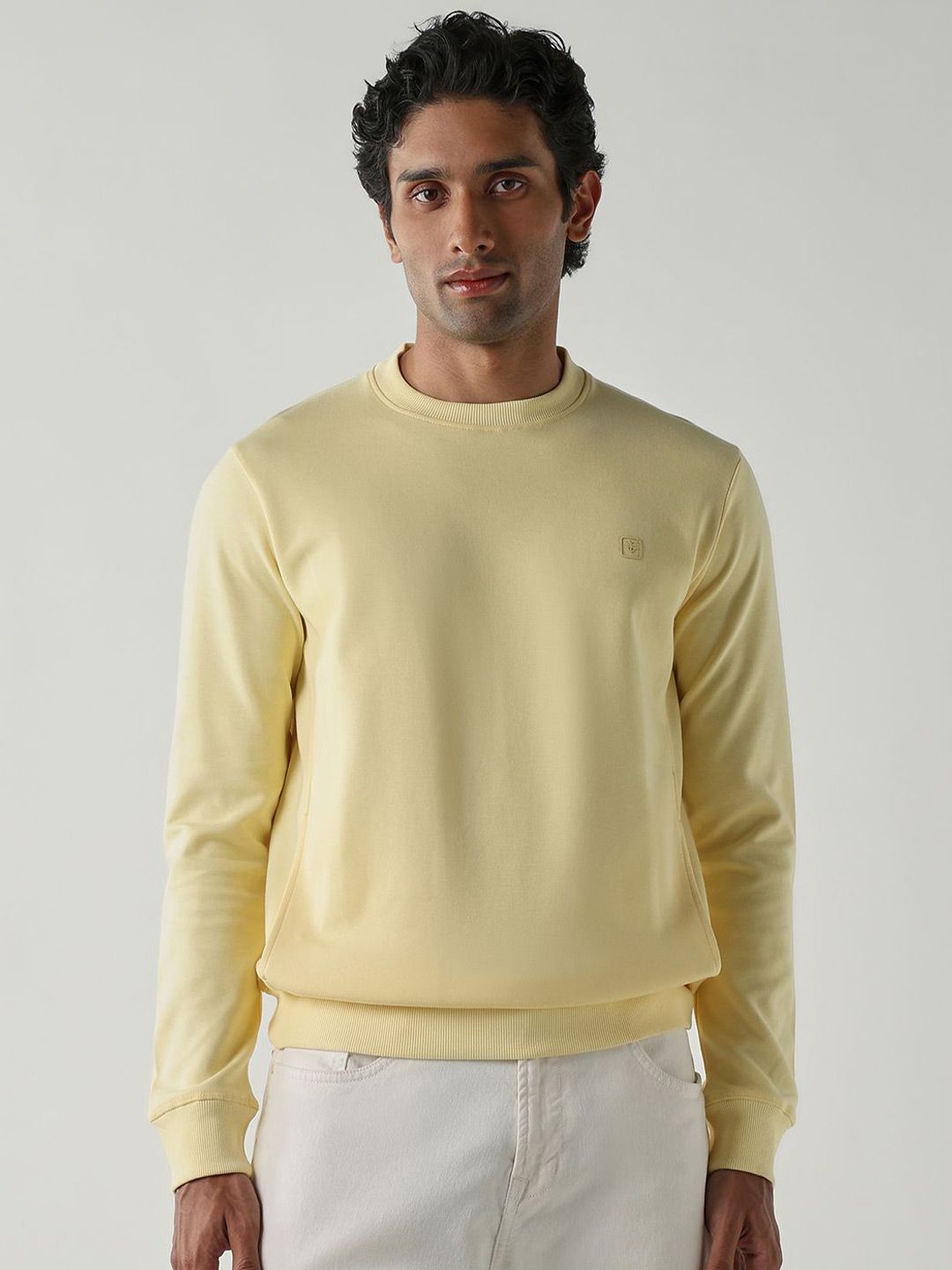 Reid & Taylor Men Round Neck Long Sleeves Cotton Sweatshirt