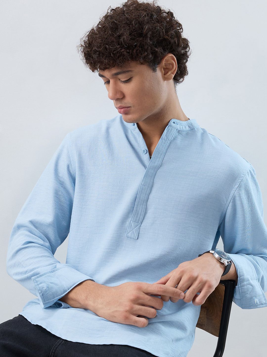 HERE&NOW Men Flared Sleeves Thread Work Kurta