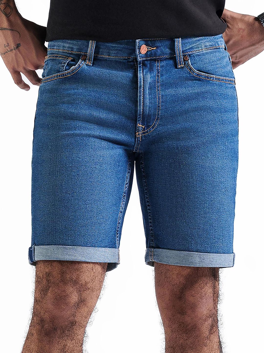 LOVEGEN Men High-Rise Regular Fit Denim Shorts