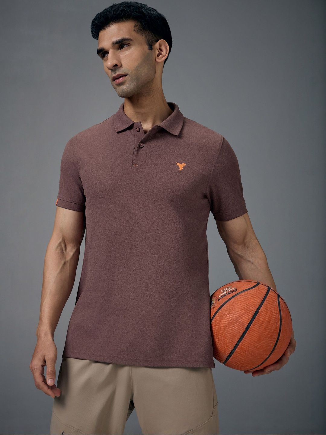 Technosport Men Brand Logo Polo Collar Anti Static Slim Fit T-shirt
