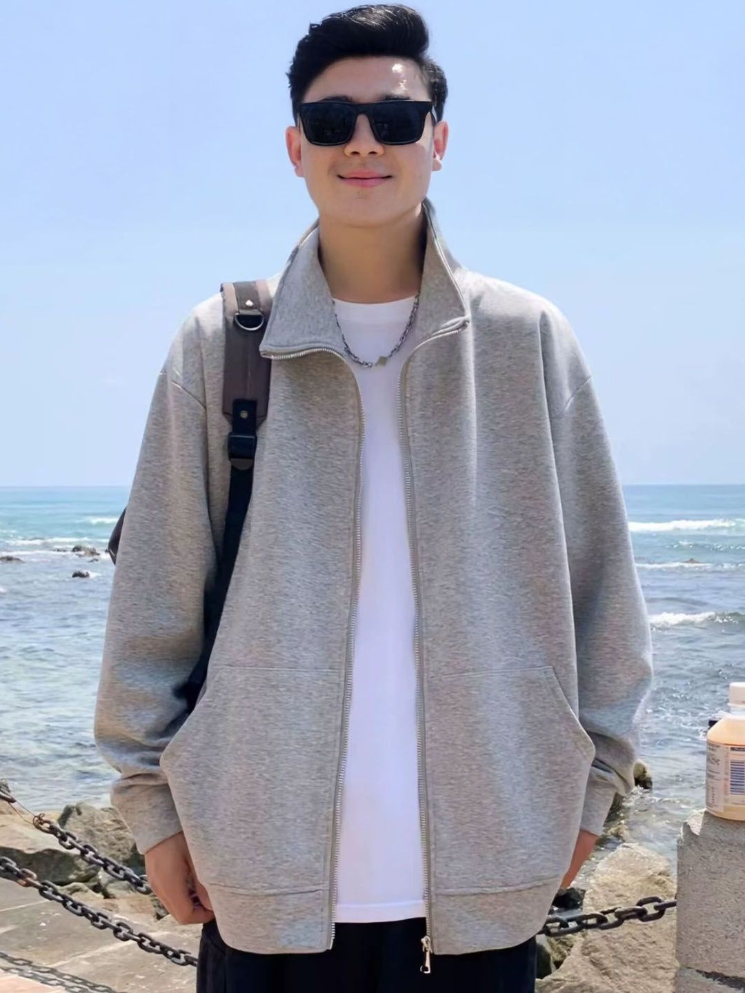 StyleCast Men Mock Collar Solid Bomber Jacket