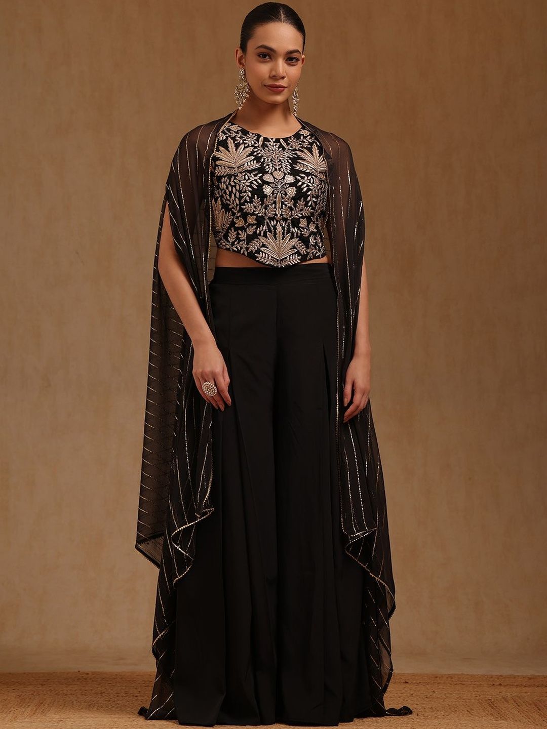 Dupion Silk Kurta Set Soch Floral Embroidered Regular Dupion Silk Top With Palazzos & Dupatta