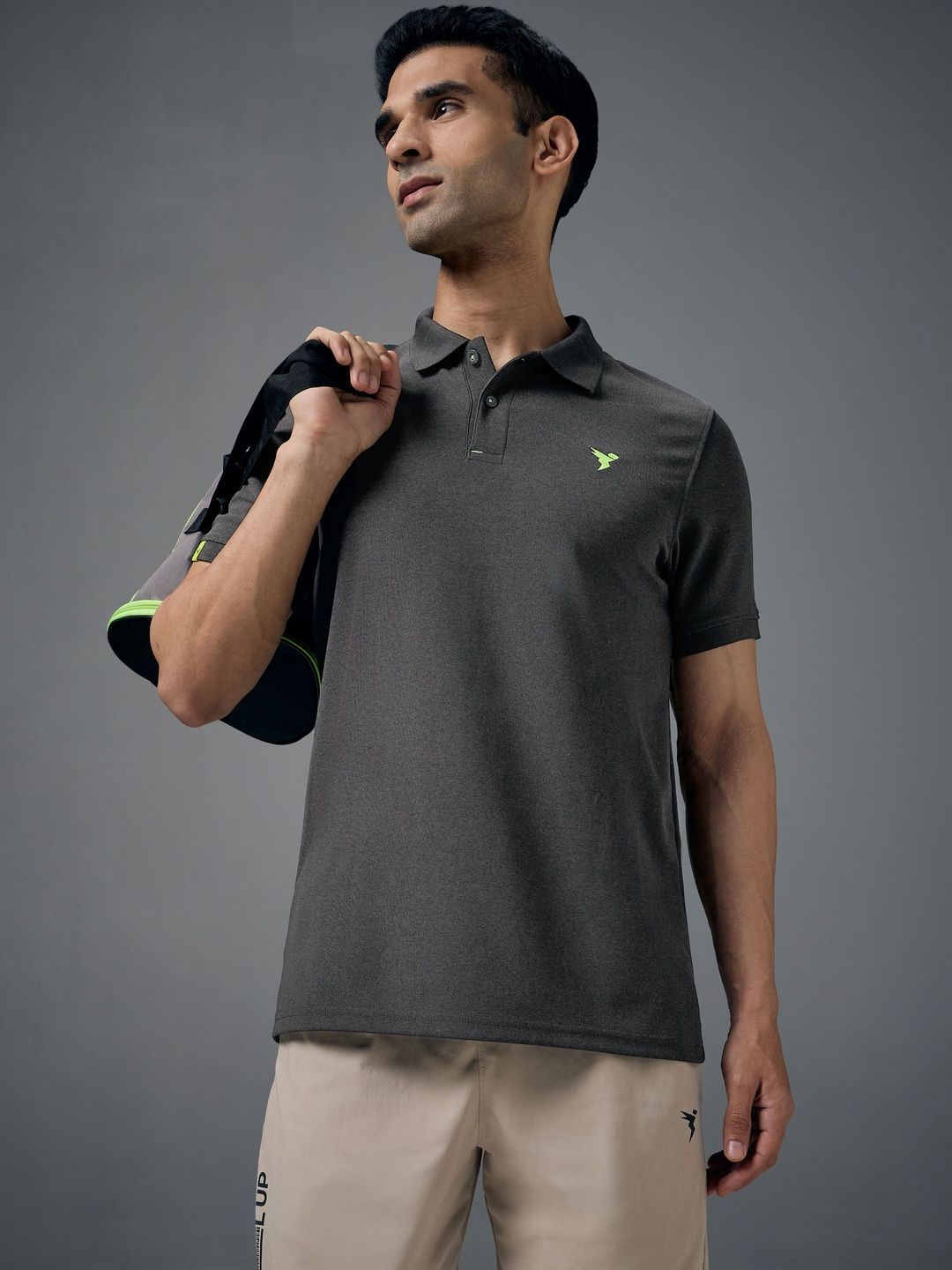 Technosport Men Anti Static Solid Polo Collar Slim Fit T-shirt