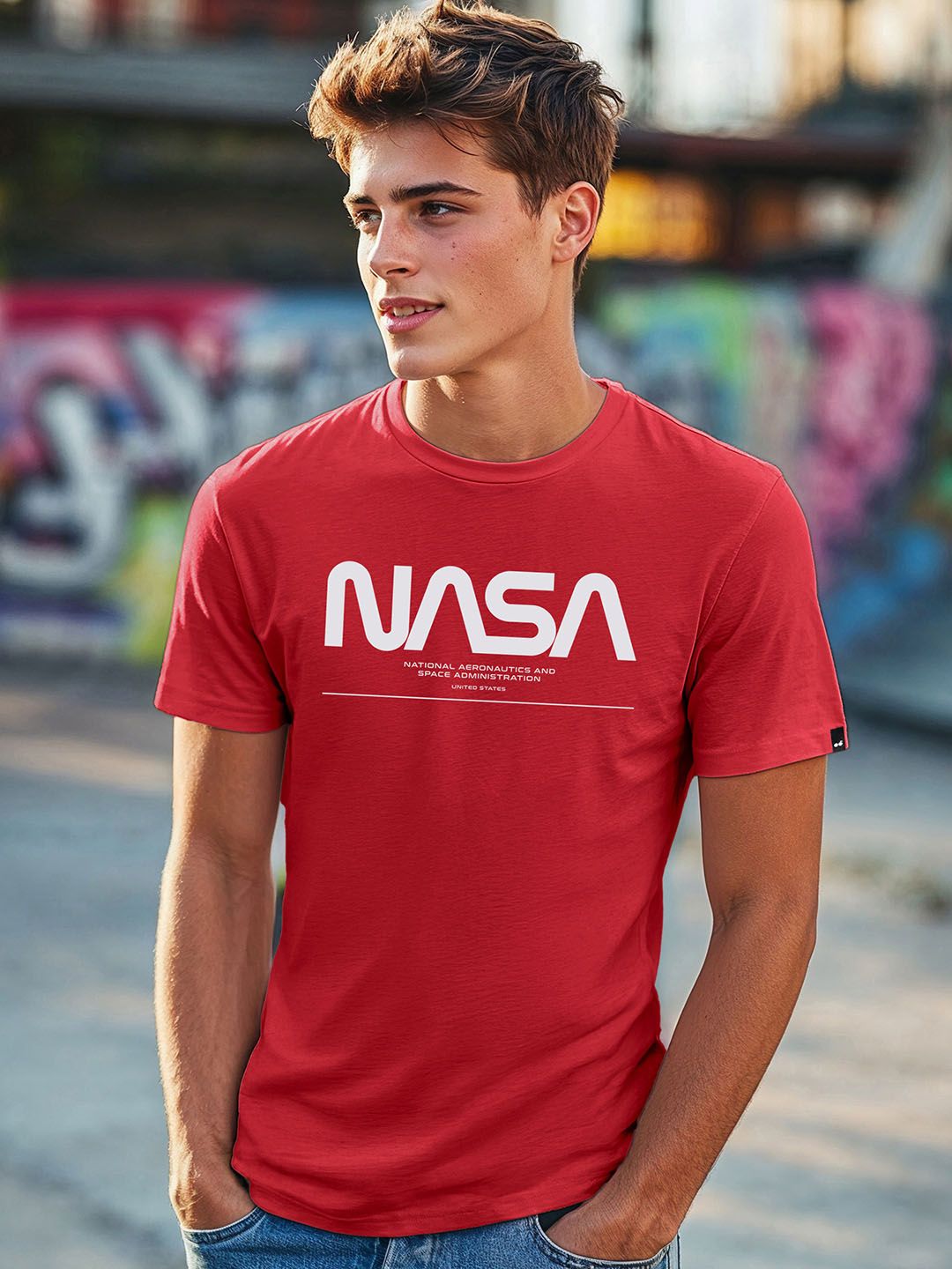 Bewakoof Men Red Typography Printed Pure Cotton T-shirt