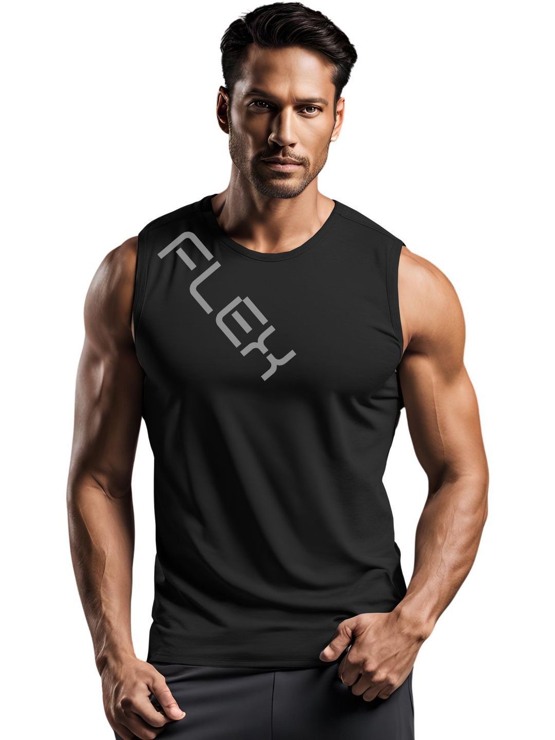 3Colors Men Pack Of 2 Printed Round Neck & Sleeveless Gym Vests