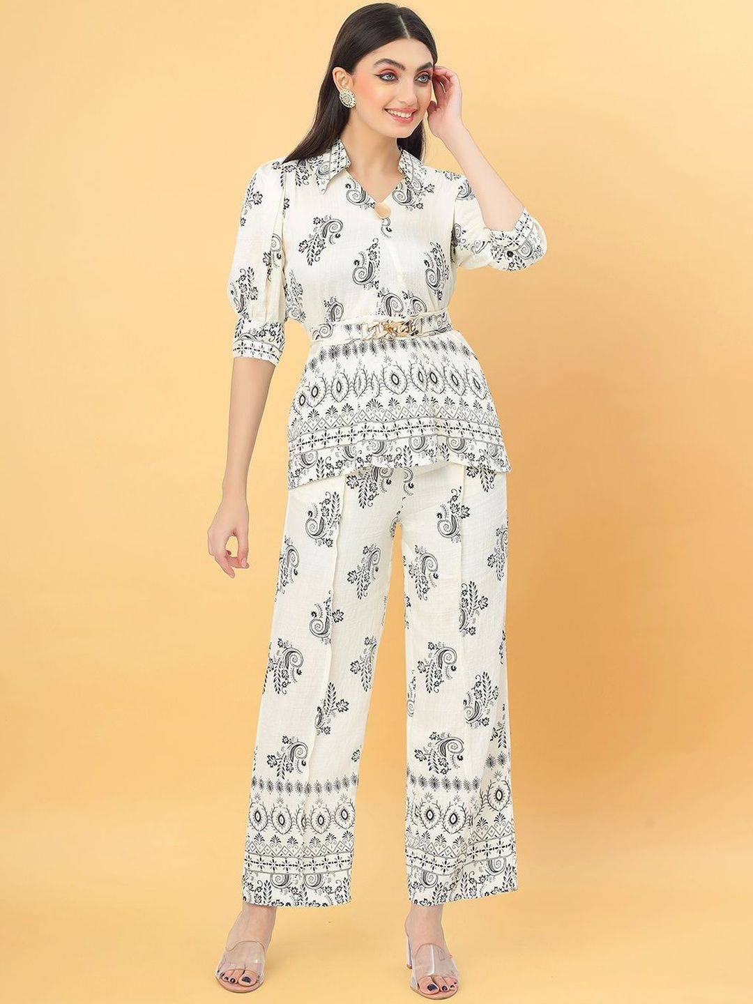 Elara Luxe Printed Top With Palazzo Co-Ords