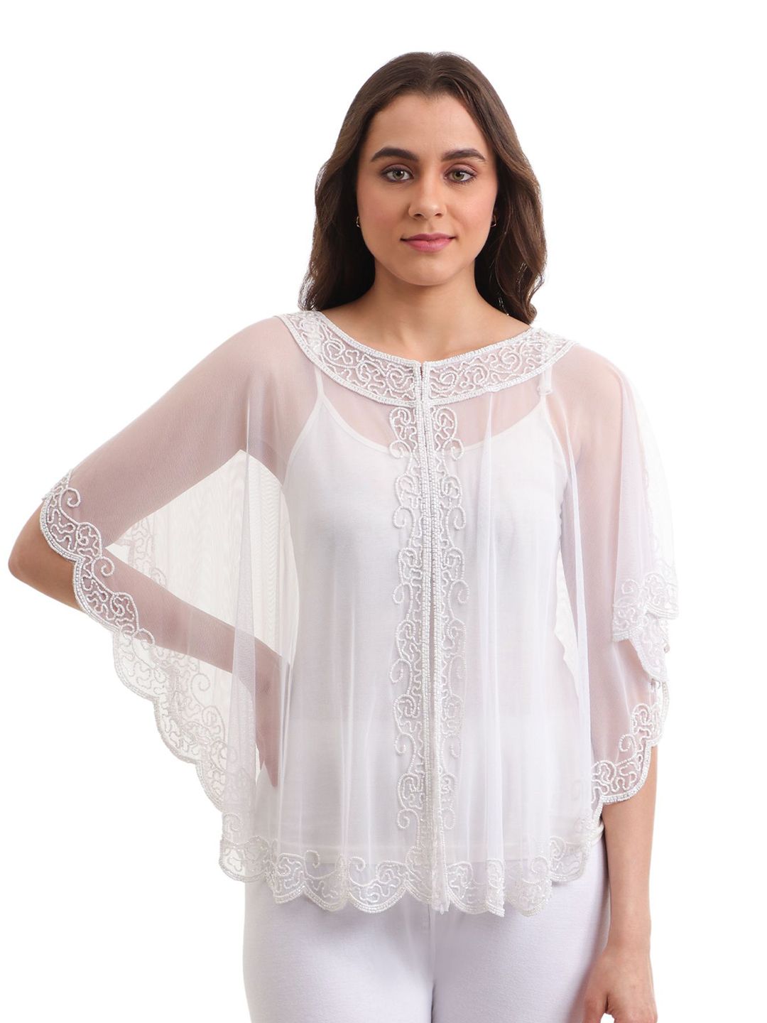 JEDCO Embellished Beads And Stones Waterfall Shrug