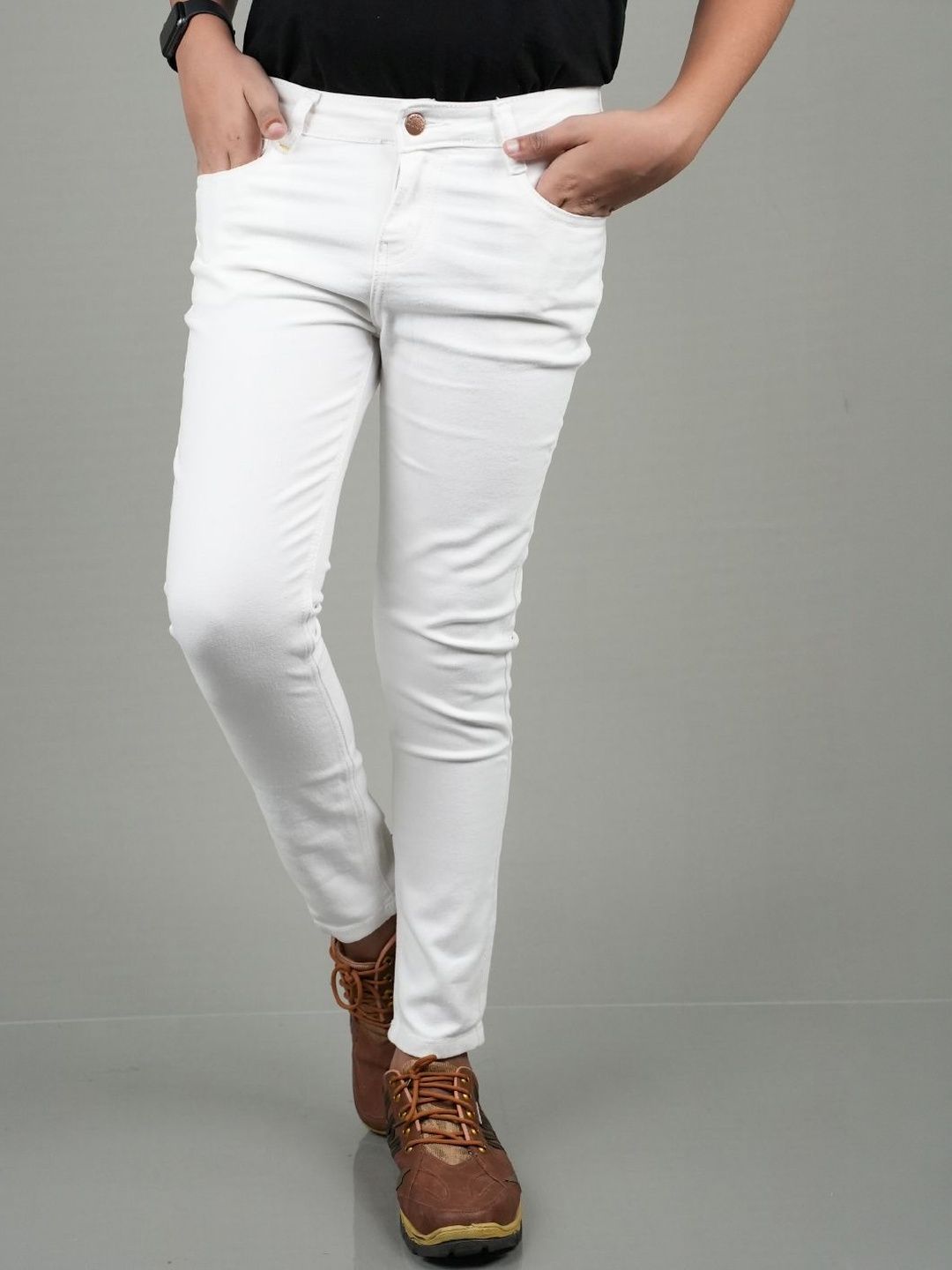 Knit N Knot Boys Slim Fit Mid-Rise Bleached Stretchable Jeans