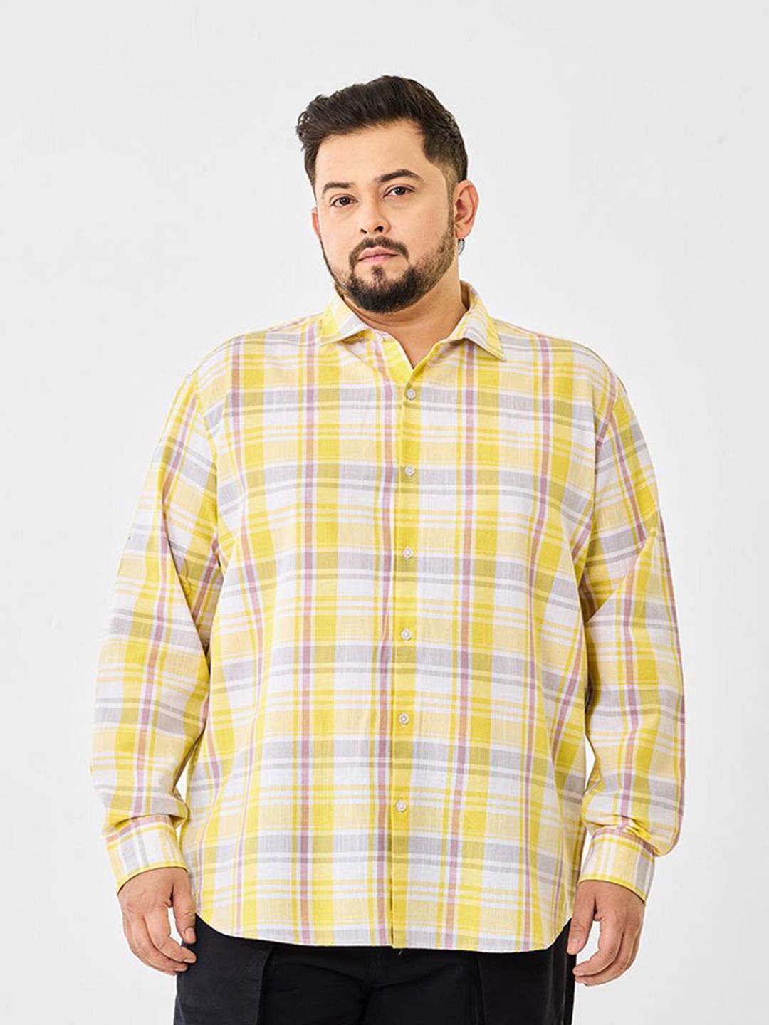 Snitch Plus Size Men Checked Casual Shirt