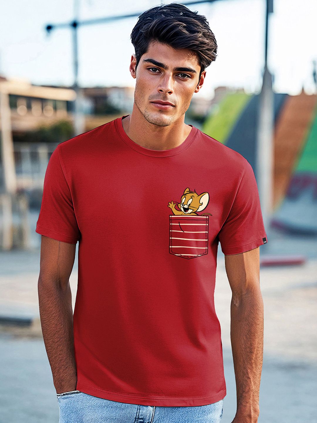 Bewakoof Official Tom & Jerry Merchandise Pocket Printed T-shirt