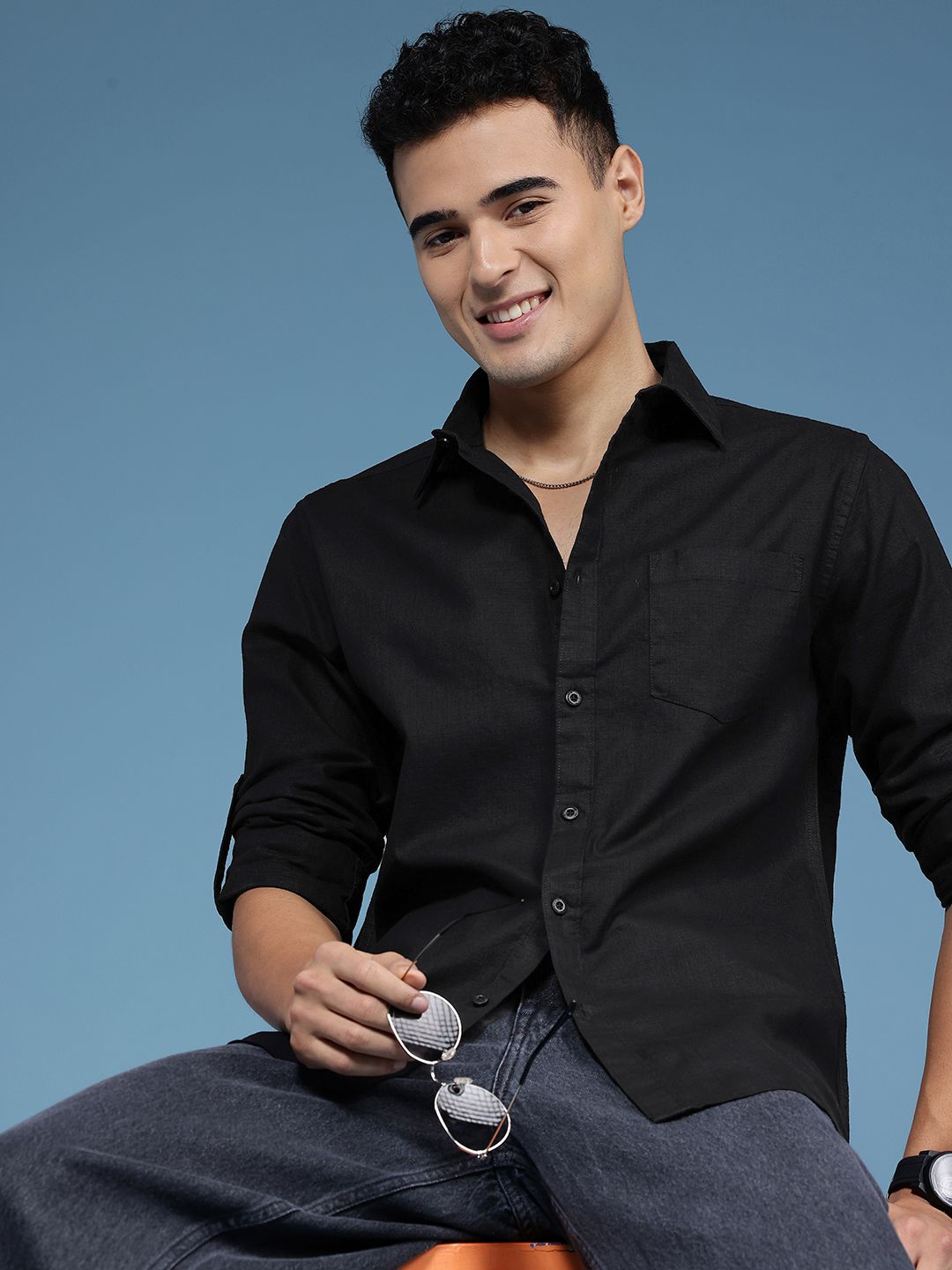 HERE&NOW Pure Cotton Slim Fit Casual Shirt