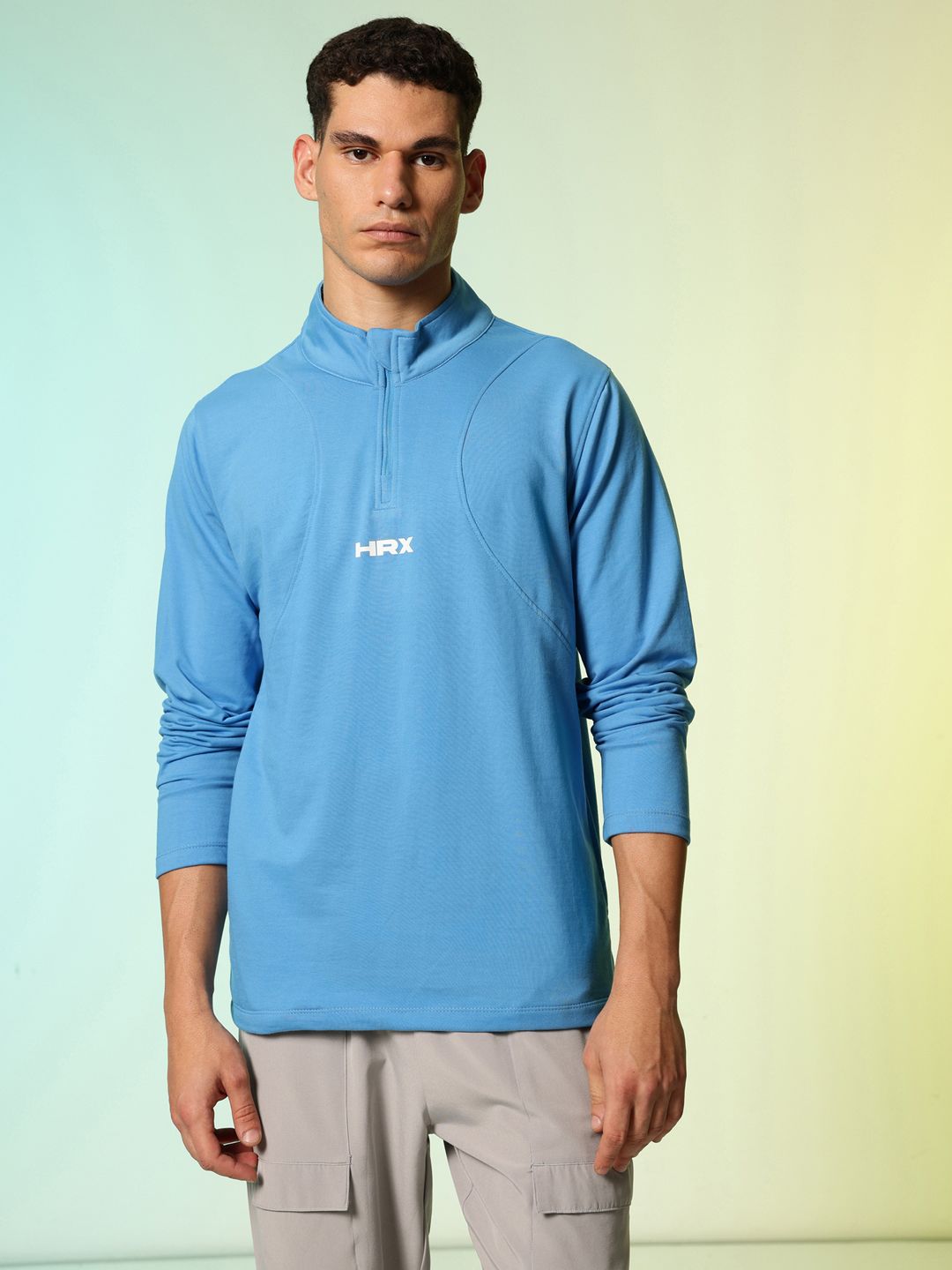 HRX by Hrithik Roshan Mock Collar Running Pullover Sweatshirt