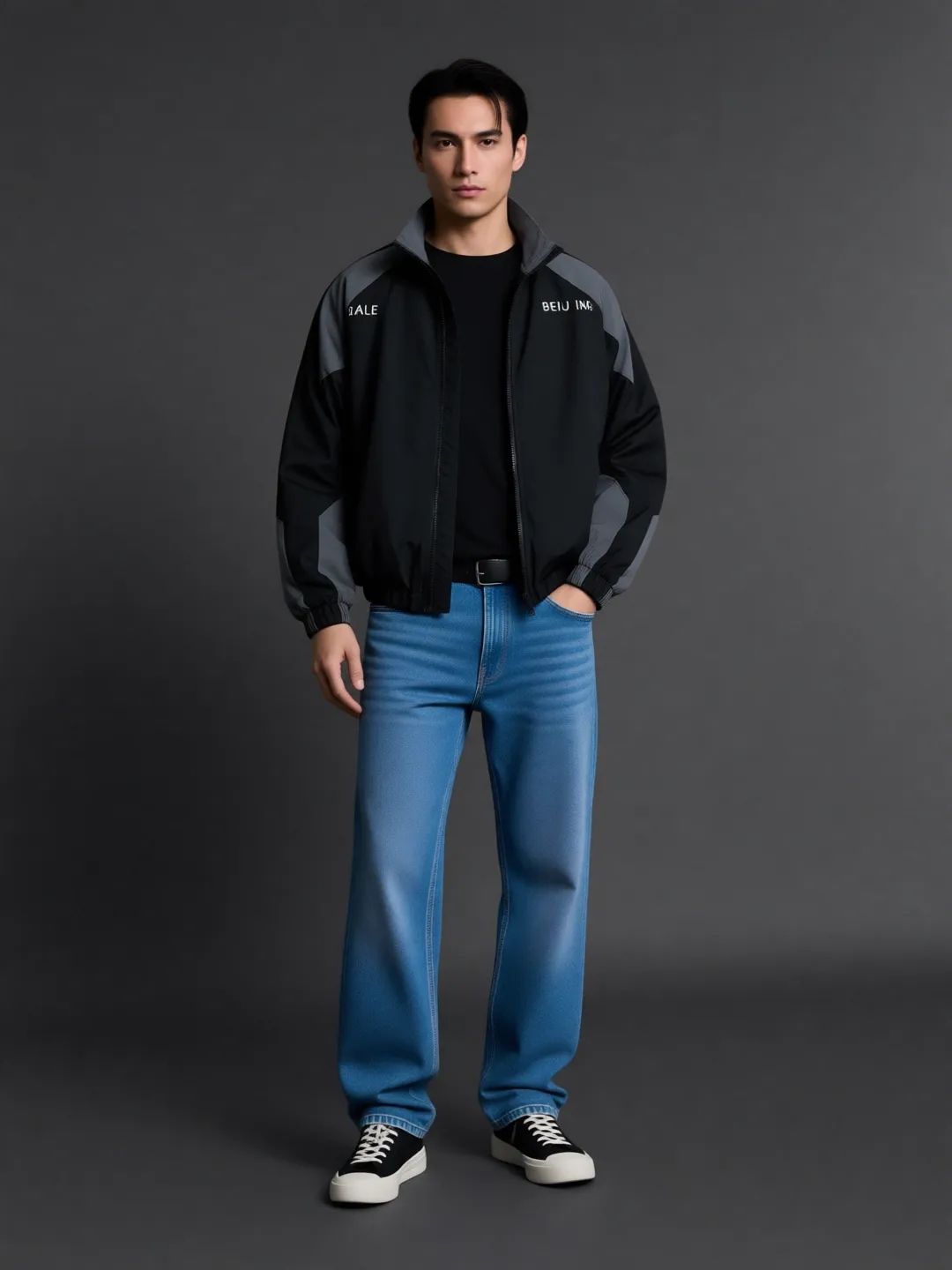 HERE&NOW Men Mock Collar Colourblocked Casual Bomber Jacket