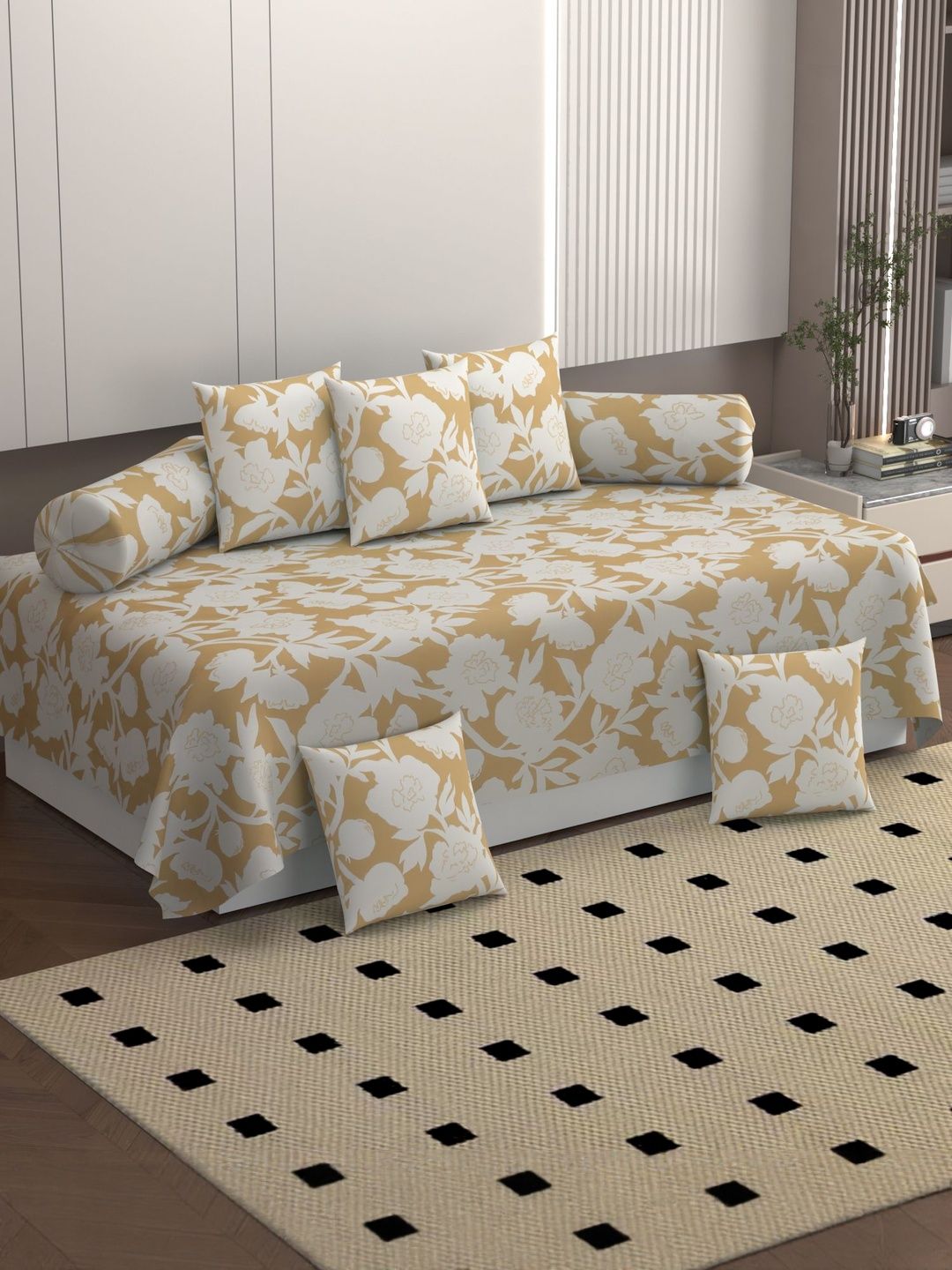 Bromwick 8 Pieces Floral Printed Diwan Set