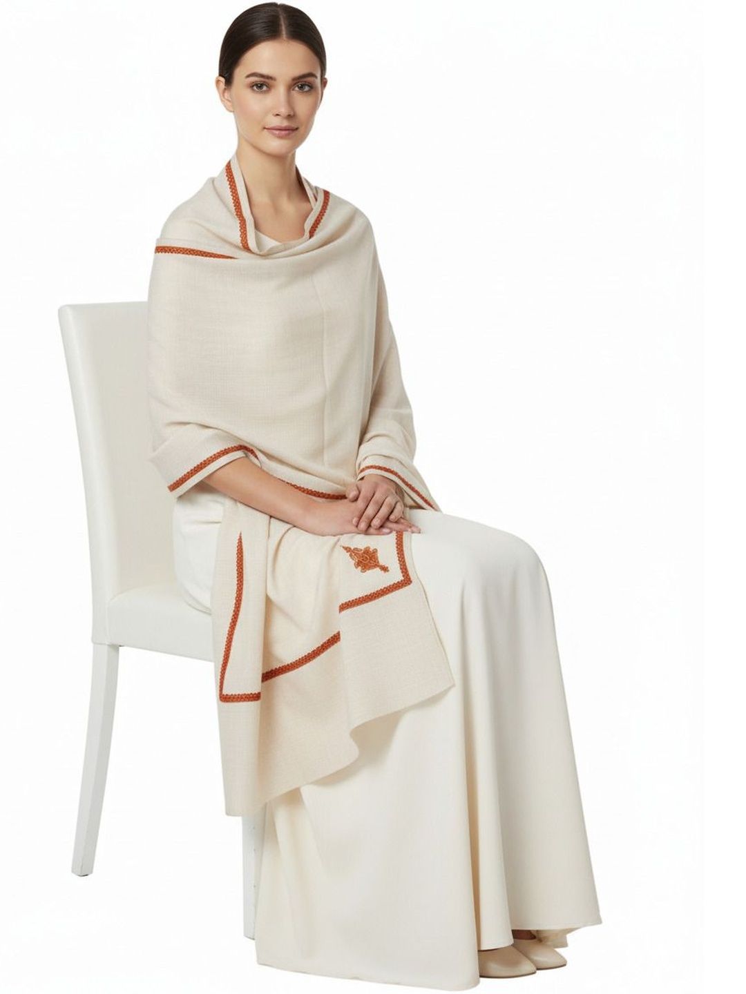 Vrinde Floral Embroidered Pashmina Woollen Shawl