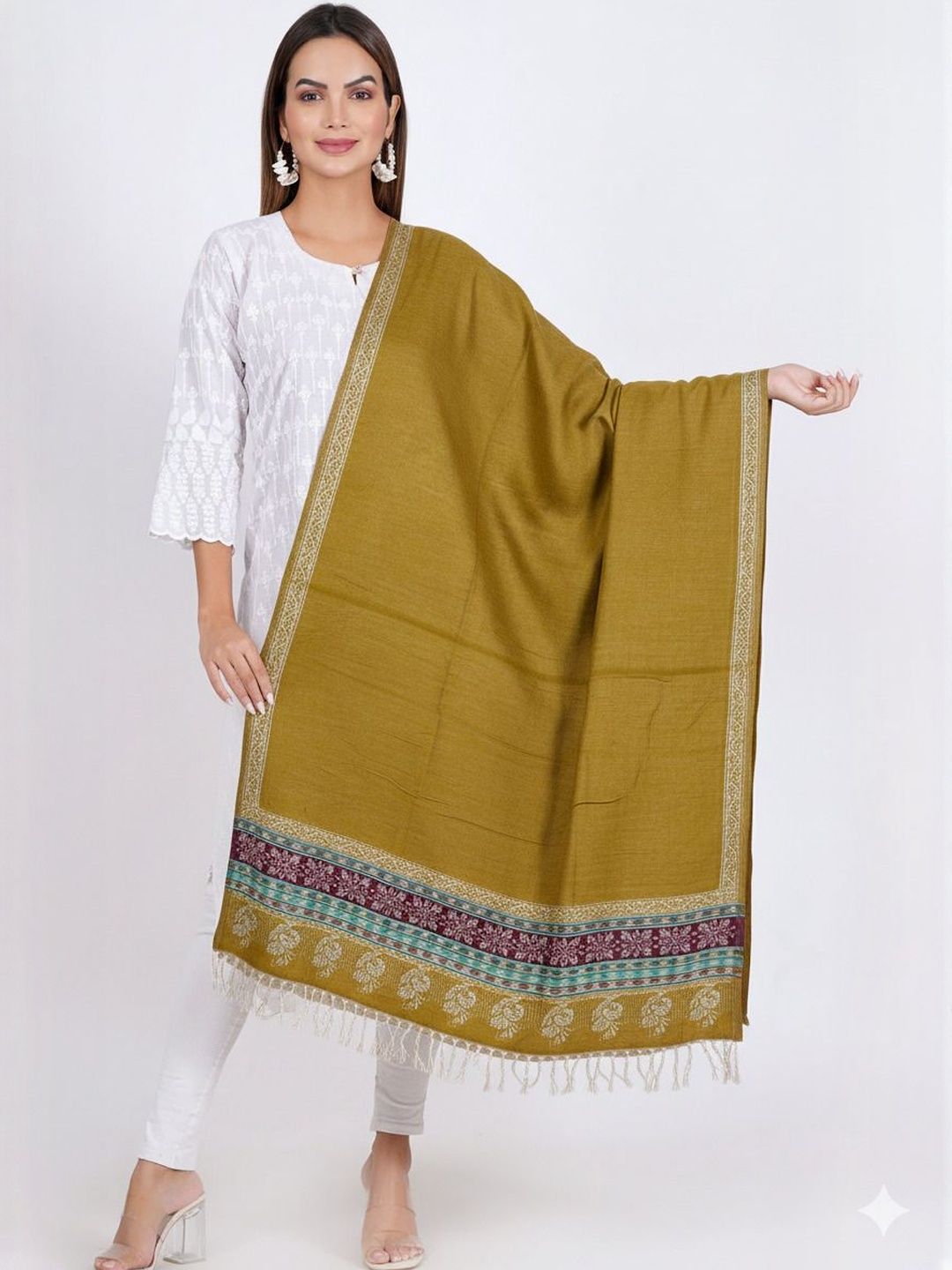 Vrinde Paisley Woven Design Woollen Shawl
