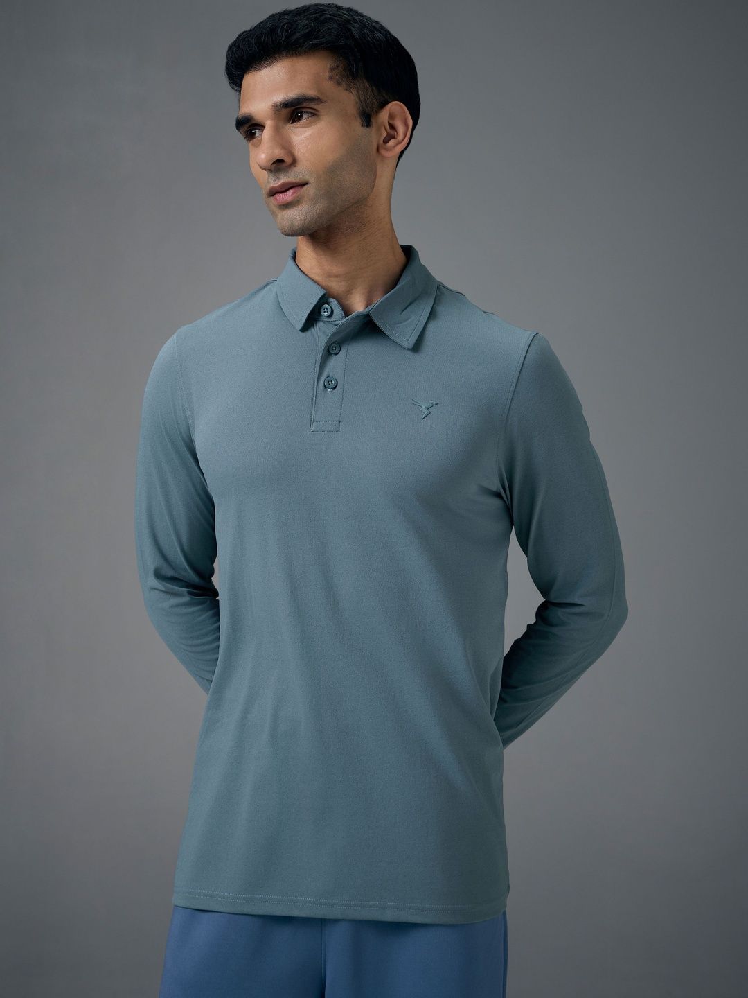 Technosport Men Brand Logo Polo Collar Anti Static Slim Fit T-shirt