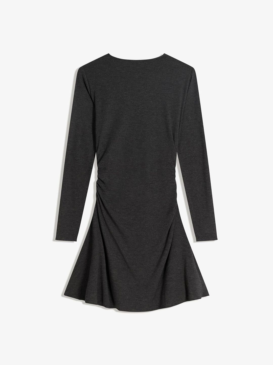 Long sleeve ruched mini dress
