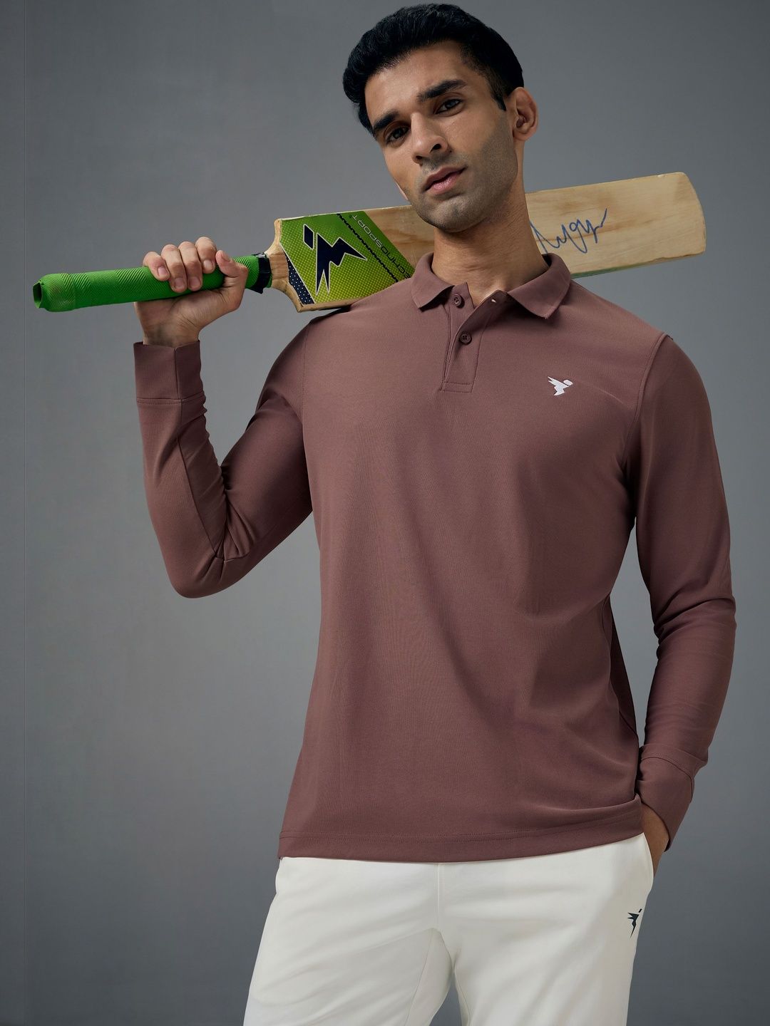 Technosport Men Solid Slim Fit Polo Sports T-shirt with MATPIQ