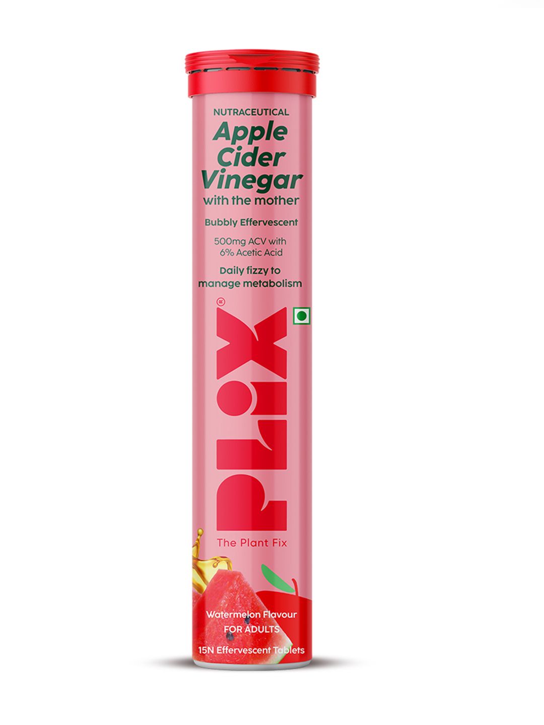 PLIX THE PLANT FIX Juicy Watermenlon Apple Cider Vinegar Tablet - 15 Tabs