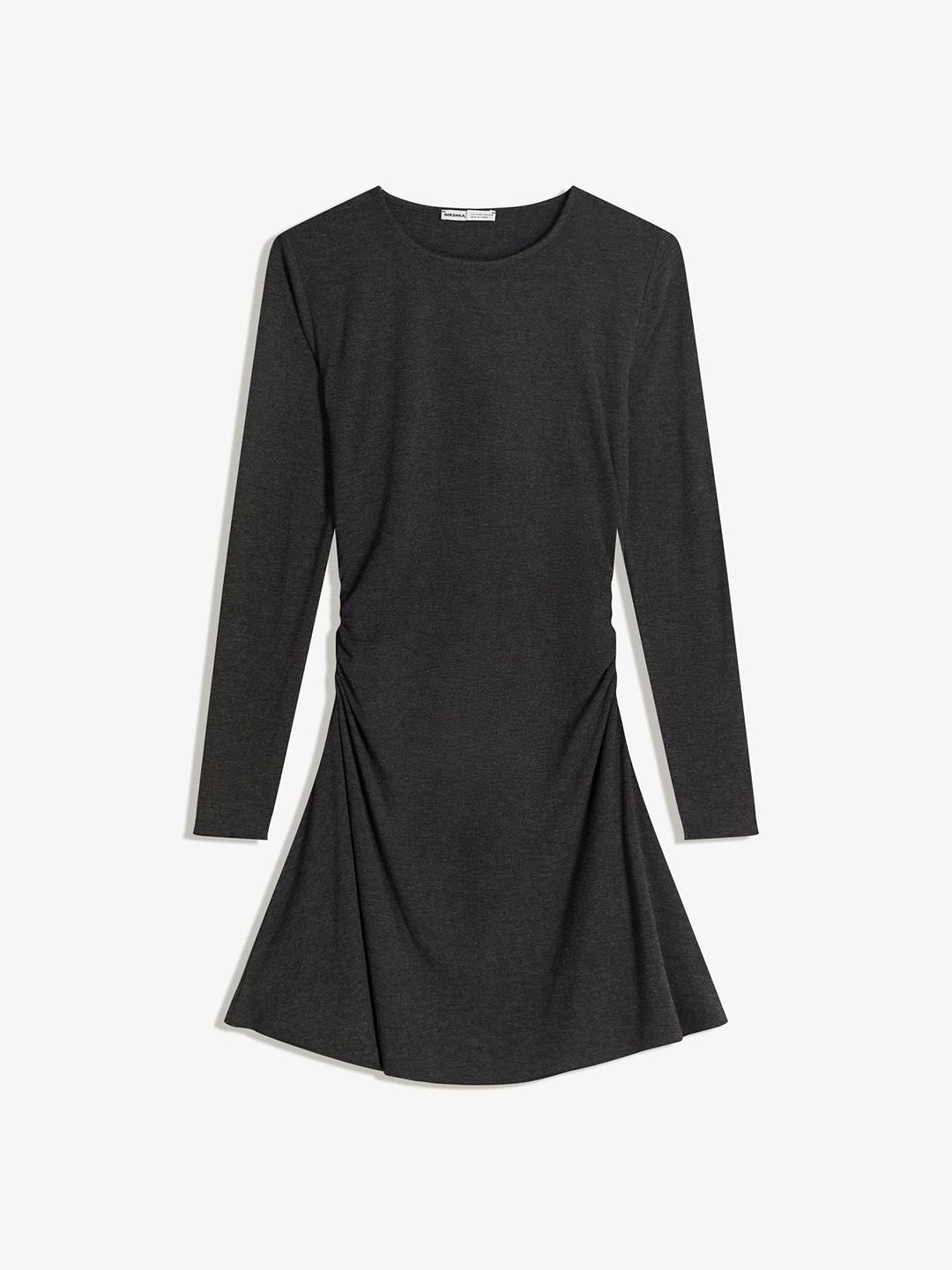Long sleeve ruched mini dress