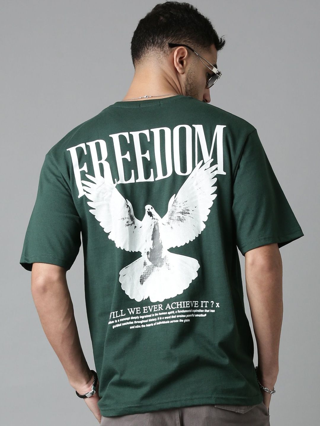 LEWEL Men Typography Printed Oversized T-shirt