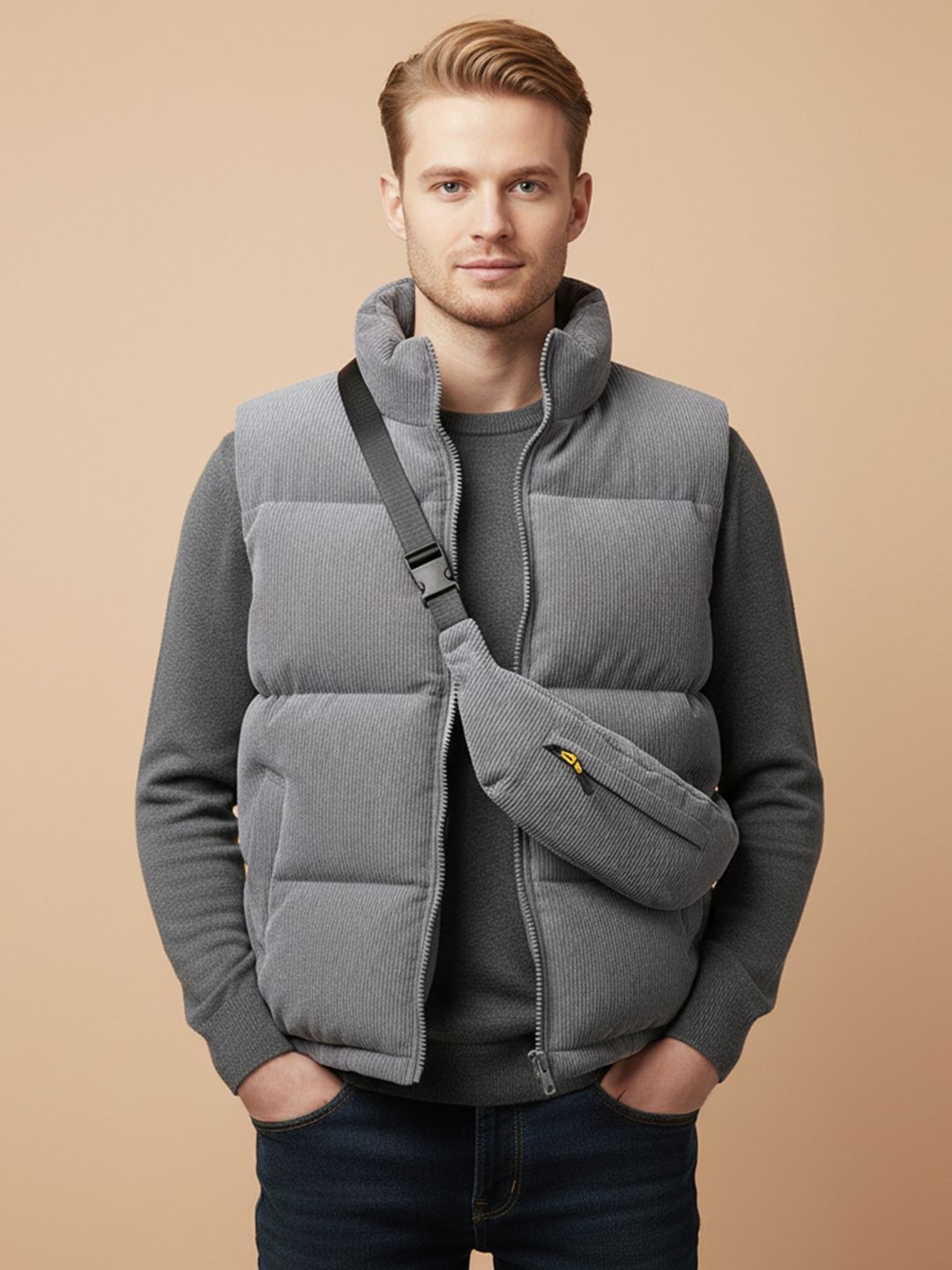Mast & Harbour Men Padded Jacket With Patchwork