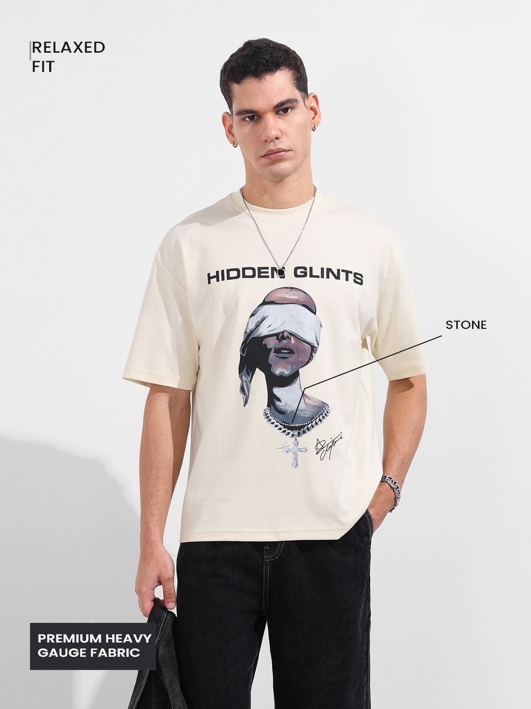 The Indian Garage Co Graphic Printed Round Neck Relaxed Fit T-shirt