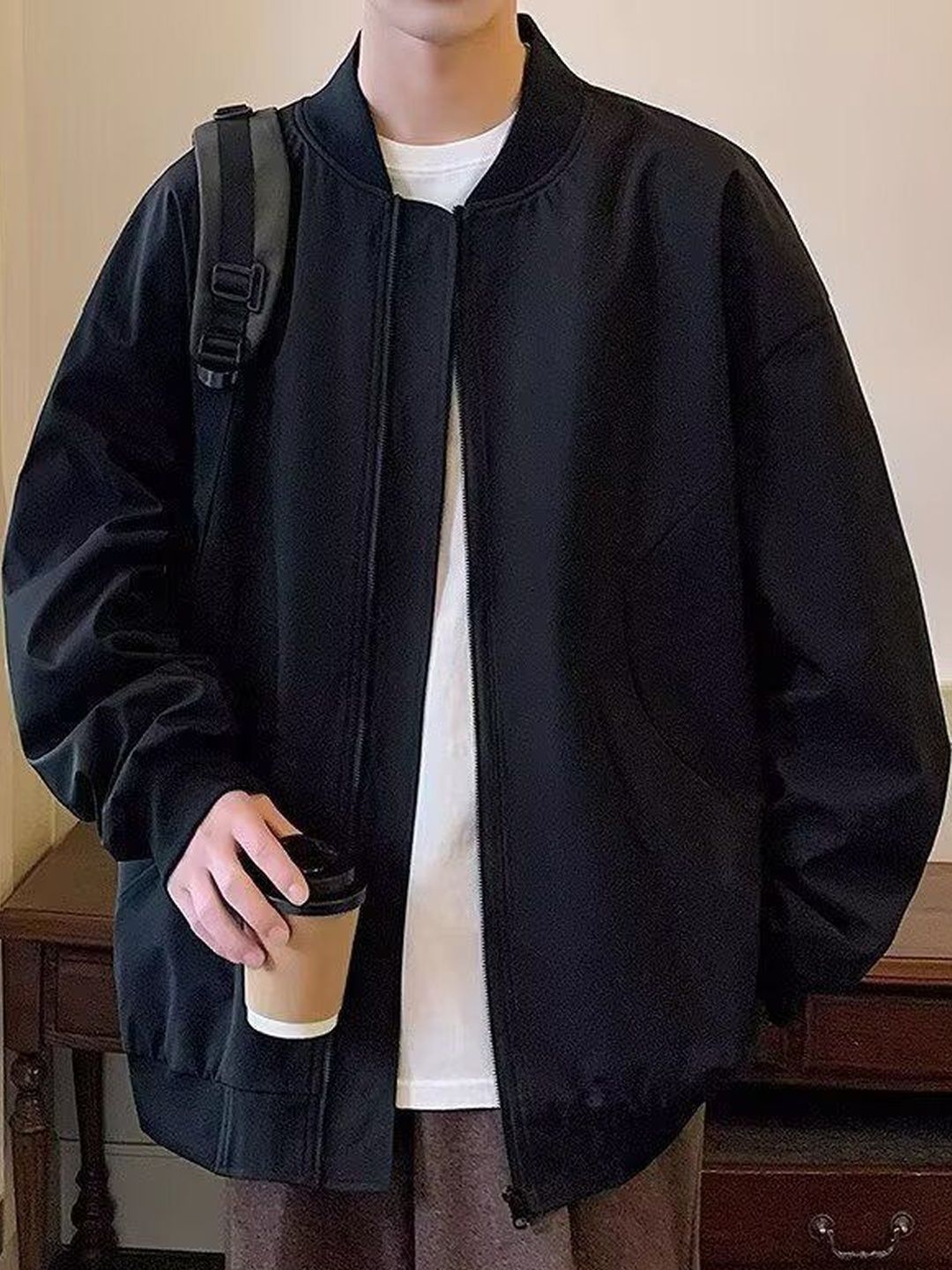 StyleCast x Revolte Collarless Leather Jacket