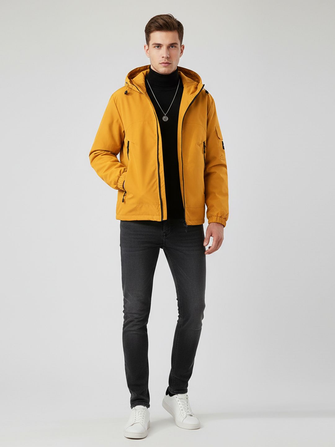 Mast & Harbour Men Hooded Long Sleeves Bomber Jacket