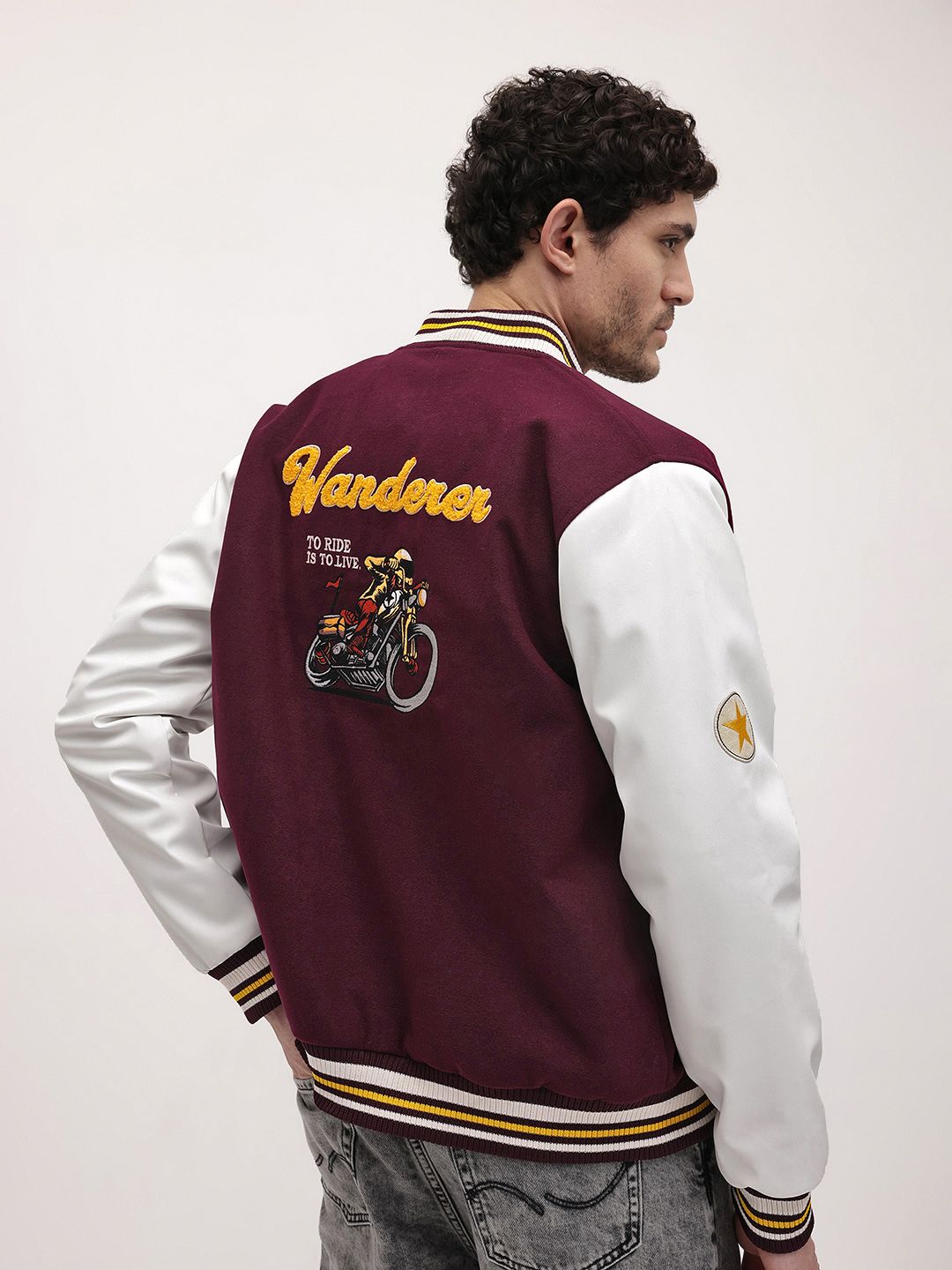 The Roadster Life Co. Applique Varsity Jacket