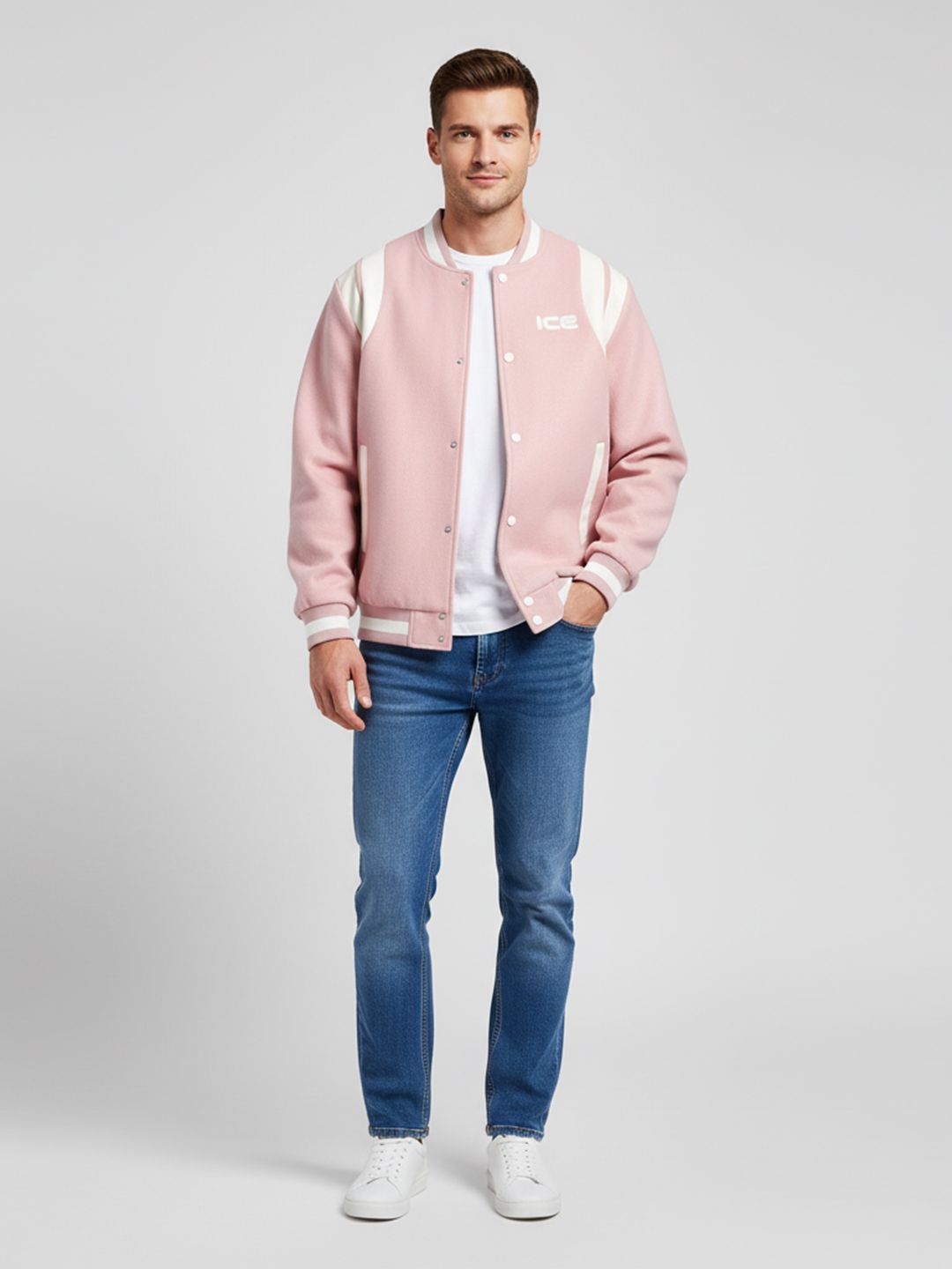 Mast & Harbour Men Solid Long Sleeves Varsity Jacket