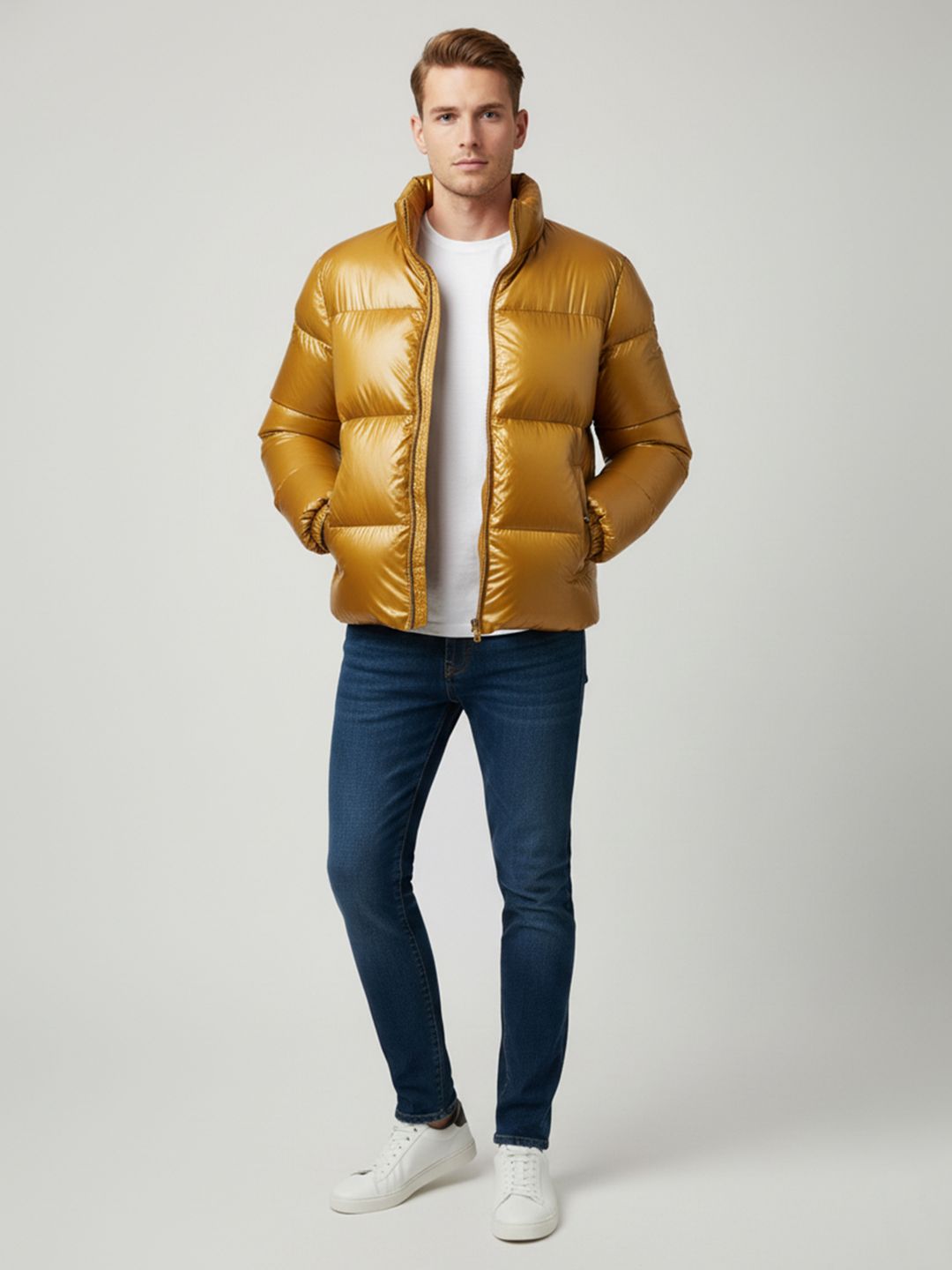 Mast & Harbour Men Puffer Jacket with Patchwork