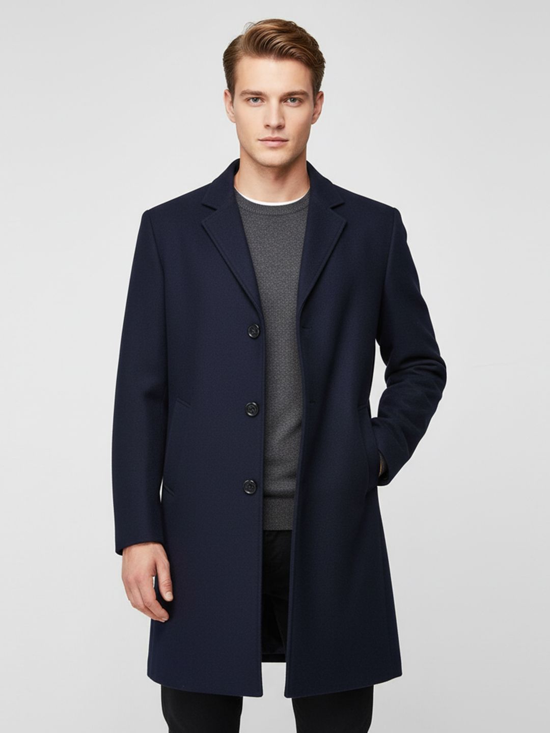 Mast & Harbour Notched Lapel Collar Longline Trench Coat
