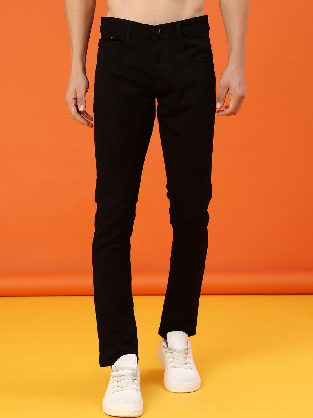 V-Mart Men Solid Regular Fit No Fade Mid-Rise Jeans