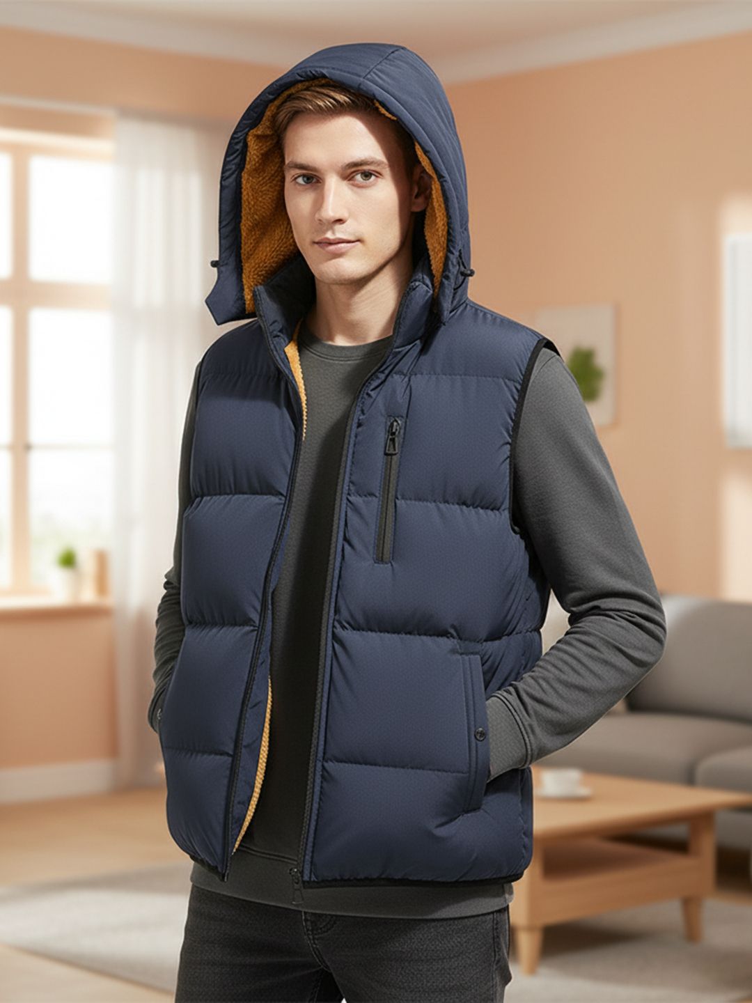 Mast & Harbour Men Hooded Long Sleeves Zip Detail Regular Puffer Jacket