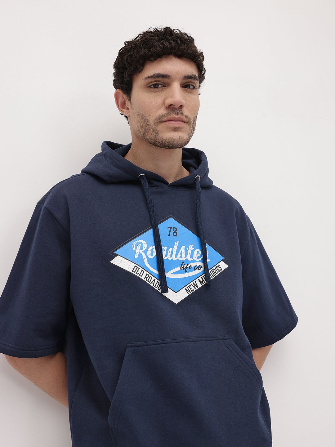 The Roadster Life Co. Printed Hooded Relaxed Sweatshirt