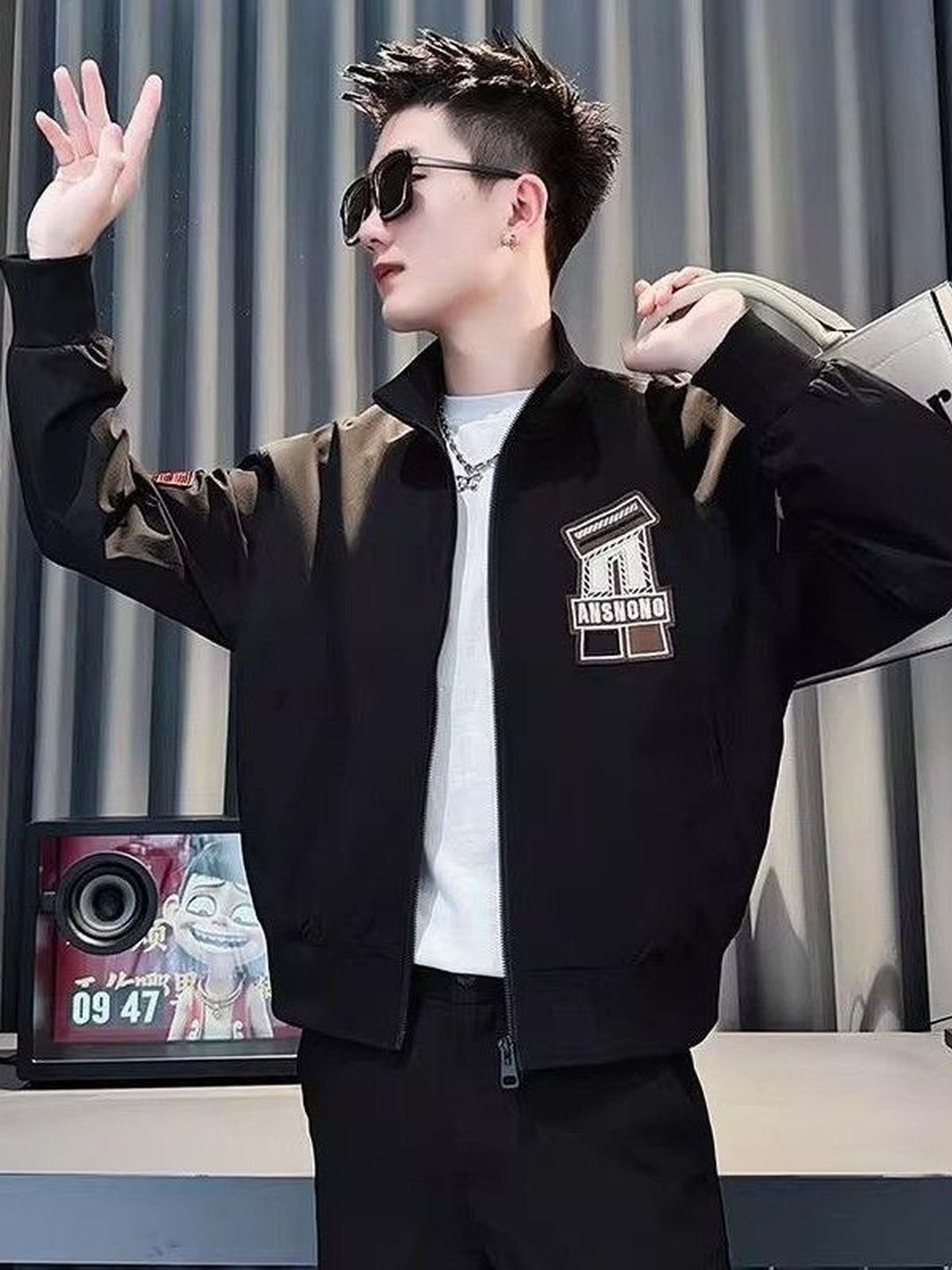 StyleCast x Revolte Spread Collar Leather Jacket