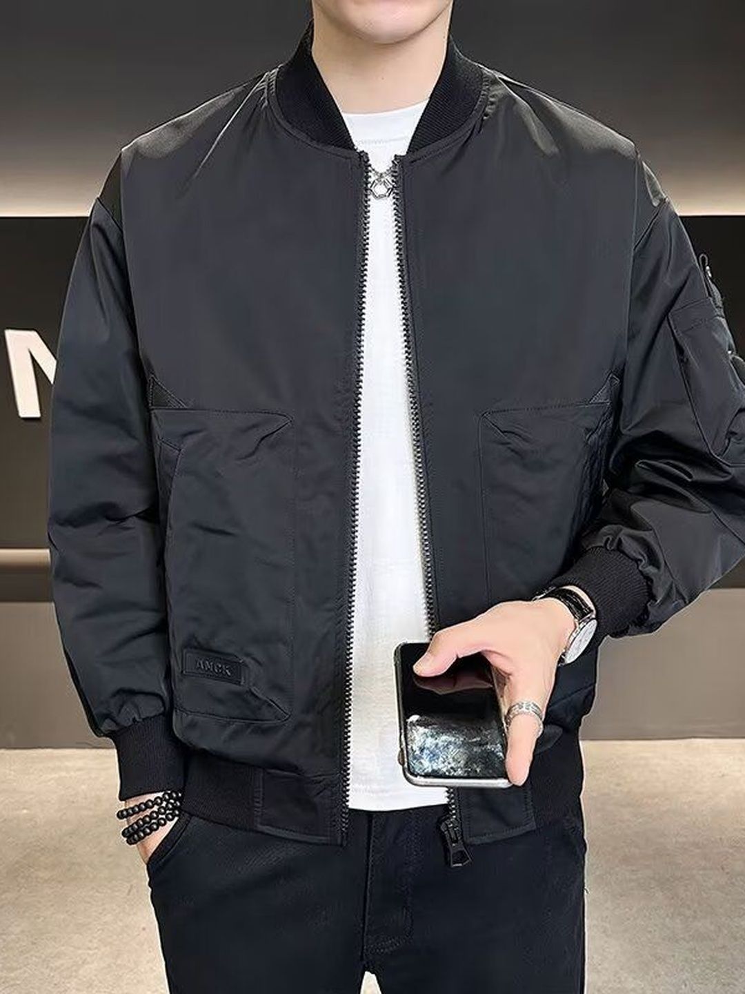 StyleCast x Revolte Collarless Leather Jacket