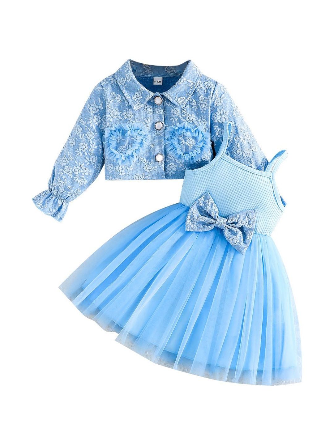 StyleCast x Revolte Infants Girls Printed Shirt Collar Coat With Skirt