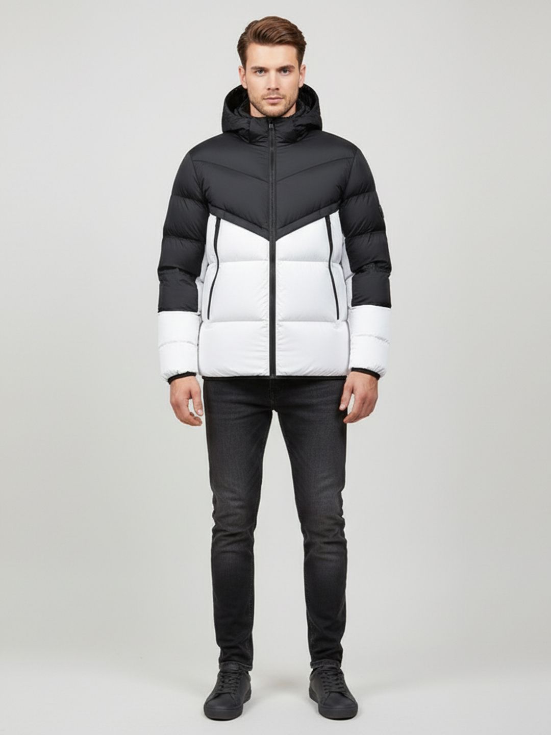 Mast & Harbour Men Long Sleeves Hooded Quilted Jacket