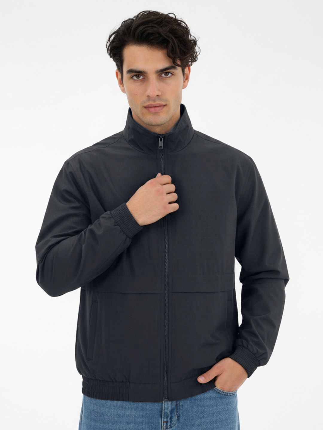 glitchez Mock Collar Oversized Windcheater Bomber Jacket
