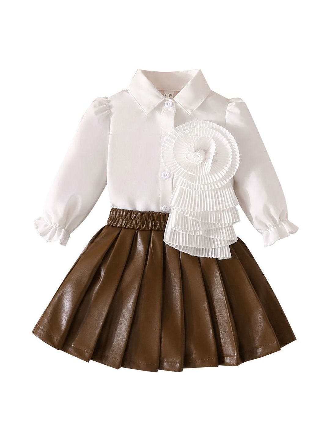 StyleCast x Revolte Infants Girls Self Design Shirt Collar Shirt With Skirt