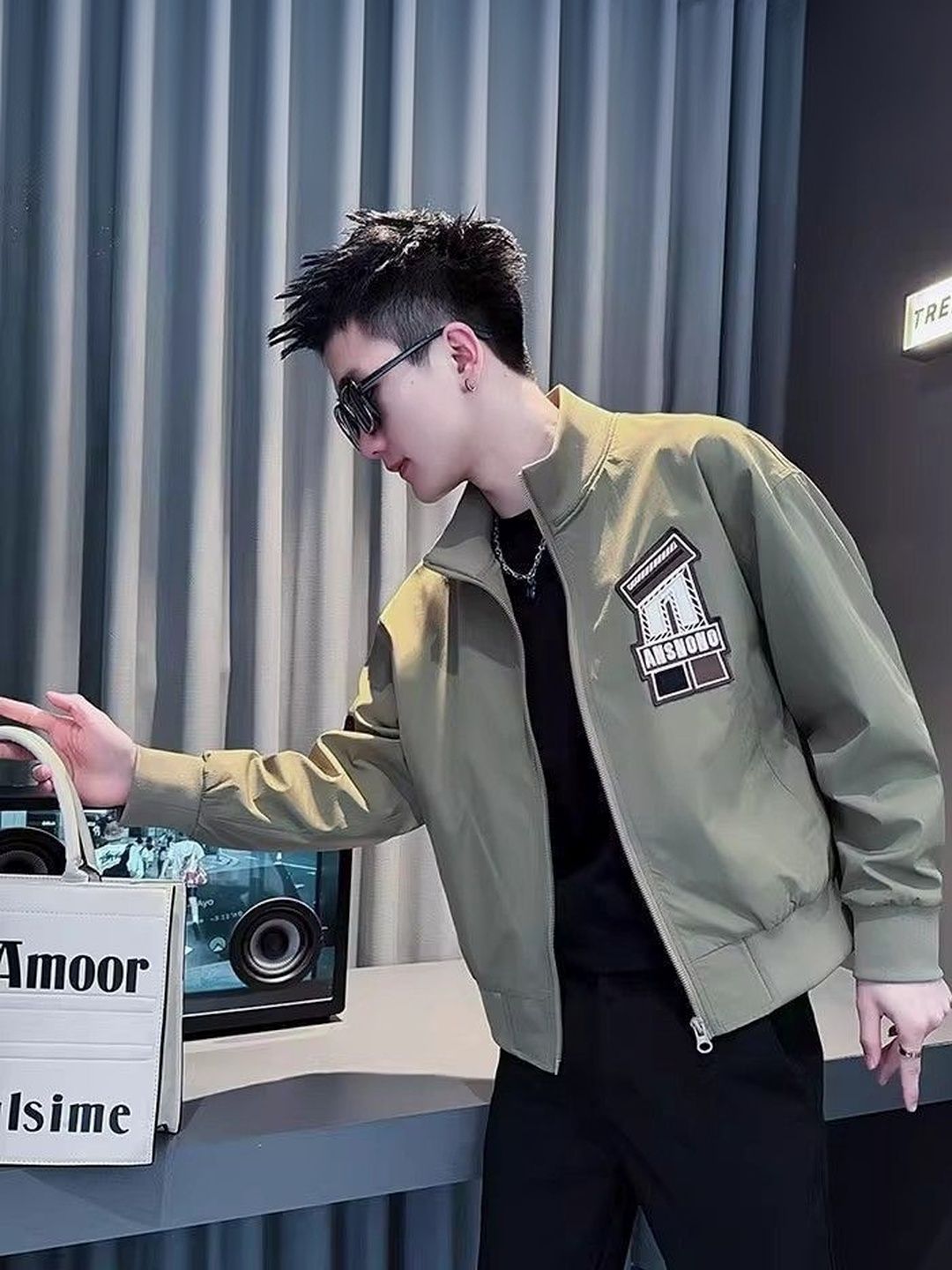 StyleCast x Revolte Spread Collar Leather Jacket