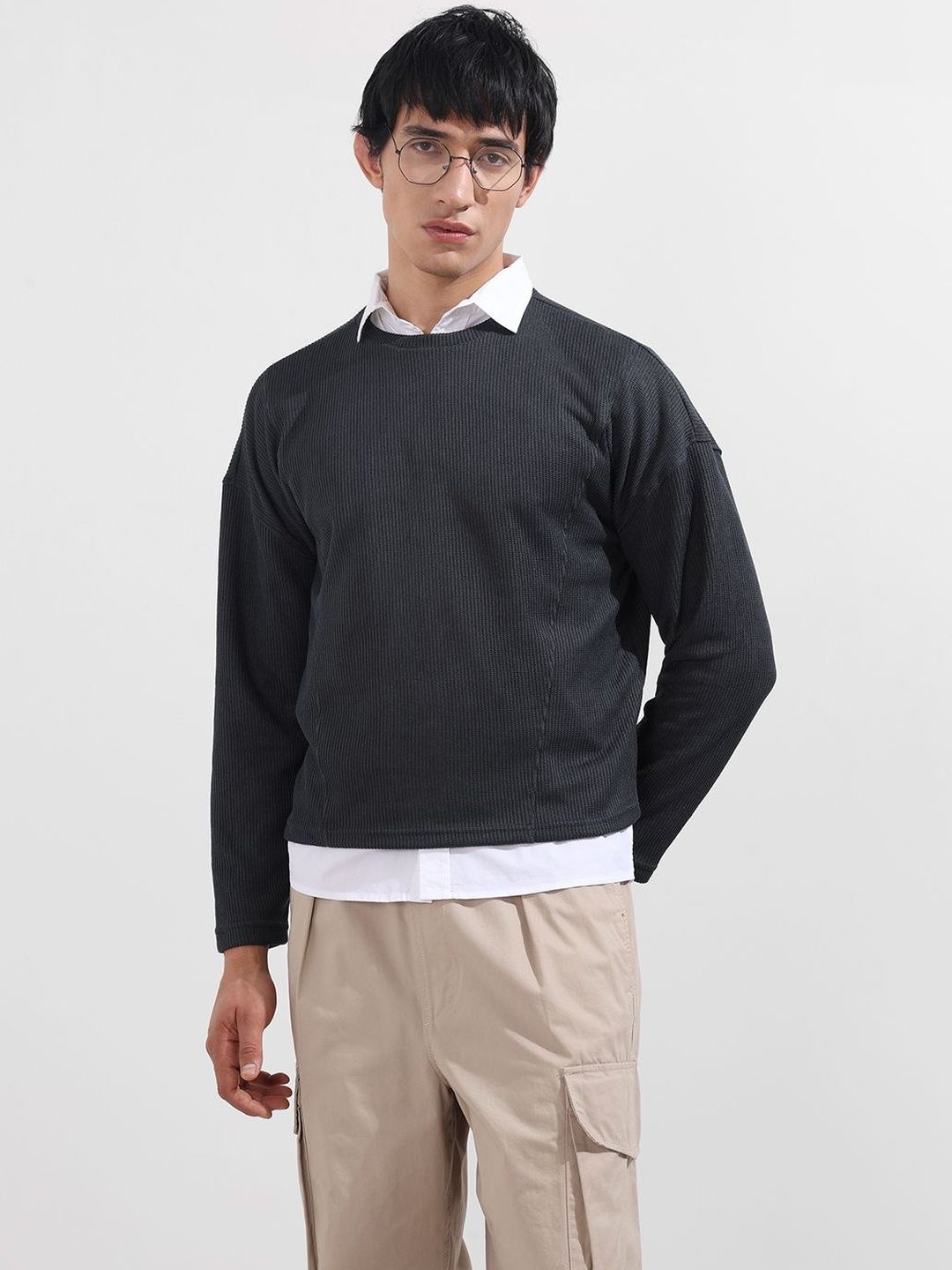 The Indian Garage Co Men Drop-Shoulder Sleeves Boxy T-shirt