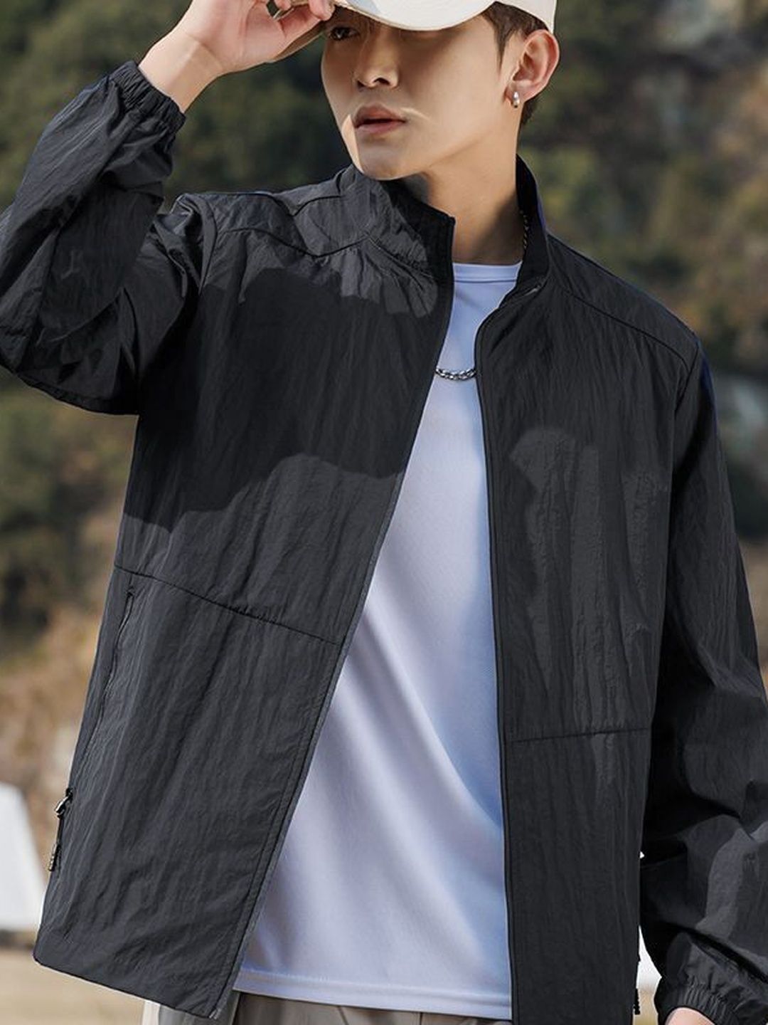 StyleCast x Revolte Stand Collar Leather Jacket